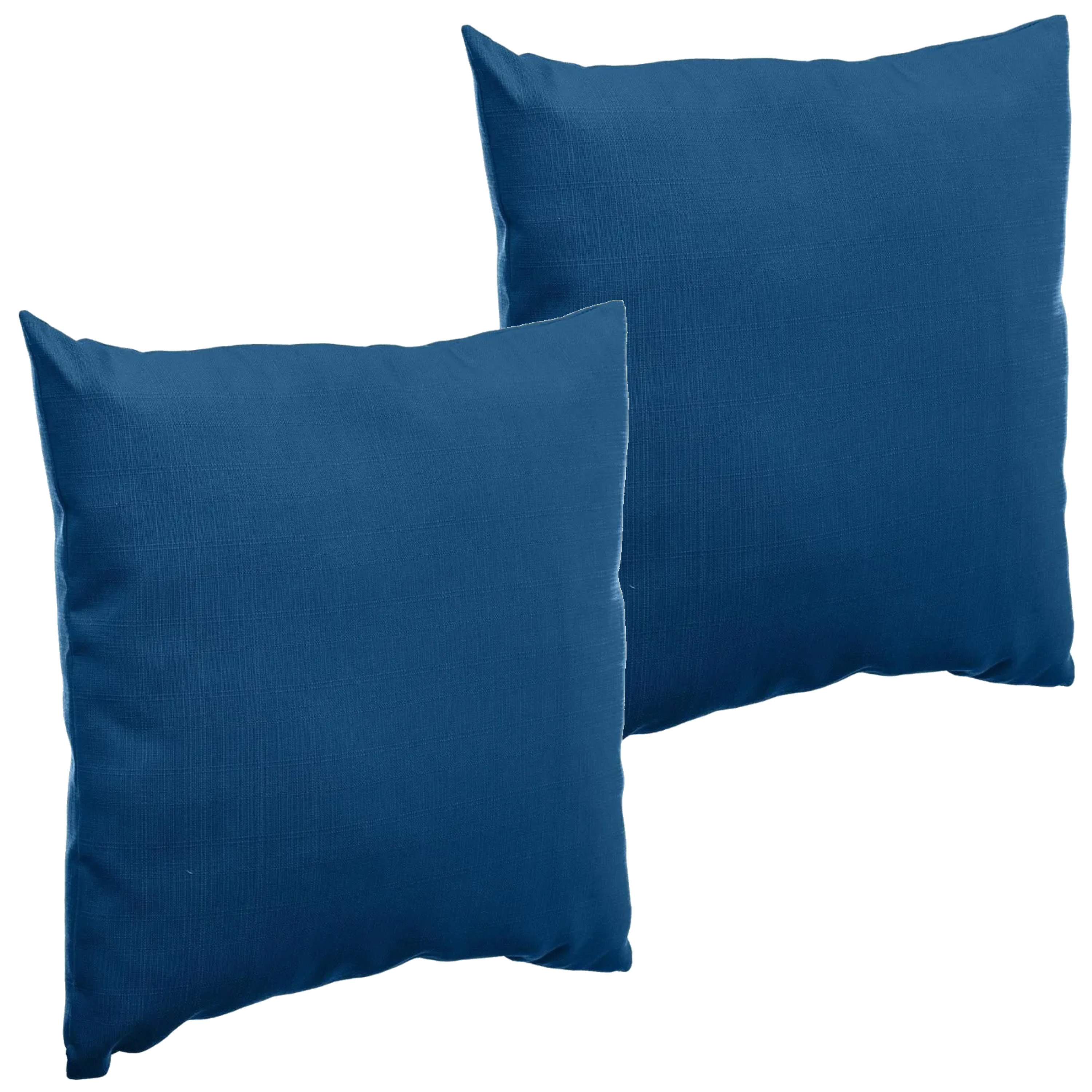 Set van 2x stuks bank-sier-tuin kussens voor binnen en buiten in de kleur Indigo blauw 40 x 40 x 10