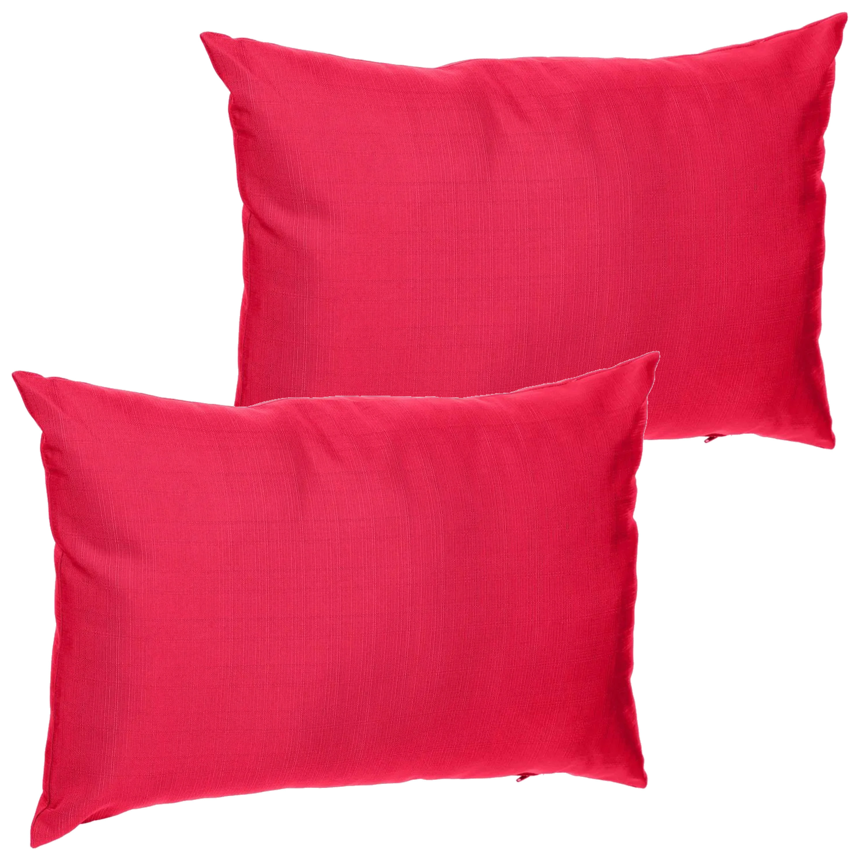 Set van 2x stuks bank-sier-tuin kussens voor binnen en buiten in de kleur rood 30 x 50 x 10 cm