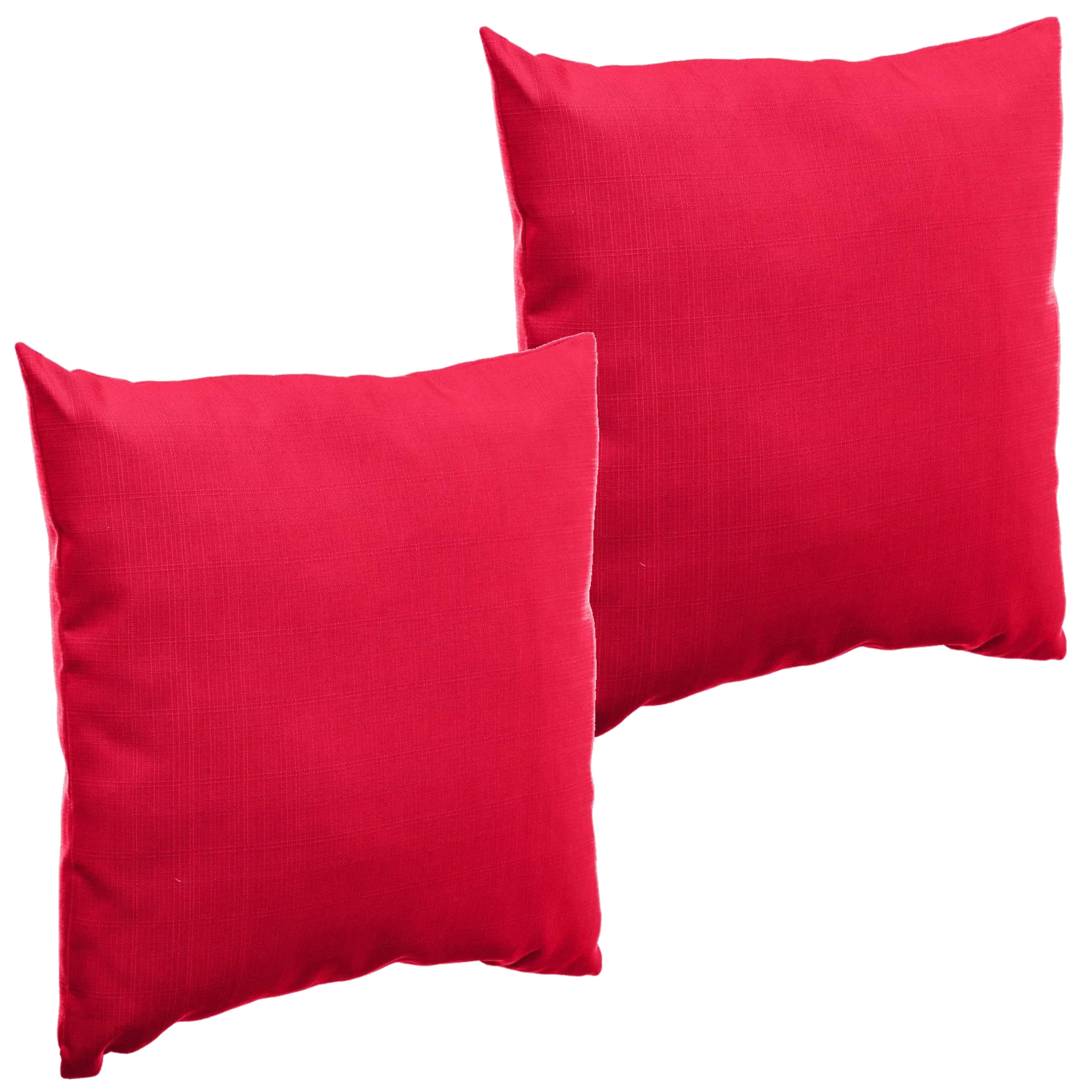 Set van 2x stuks bank-sier-tuin kussens voor binnen en buiten in de kleur rood 40 x 40 x 10 cm