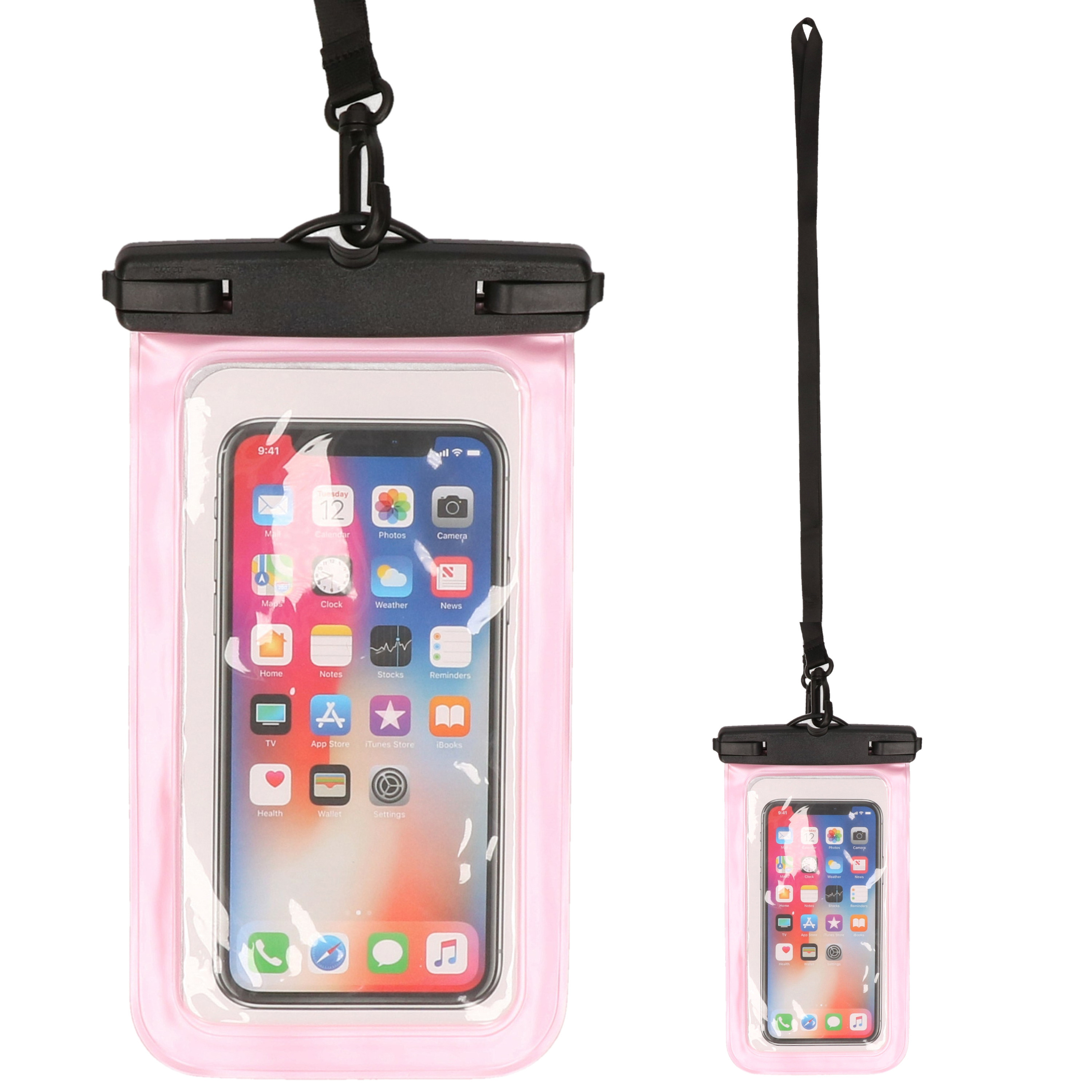 Set van 2x stuks Bellatio Design waterdicht telefoonhoesje voor alle telefoons tot 6 inch roze