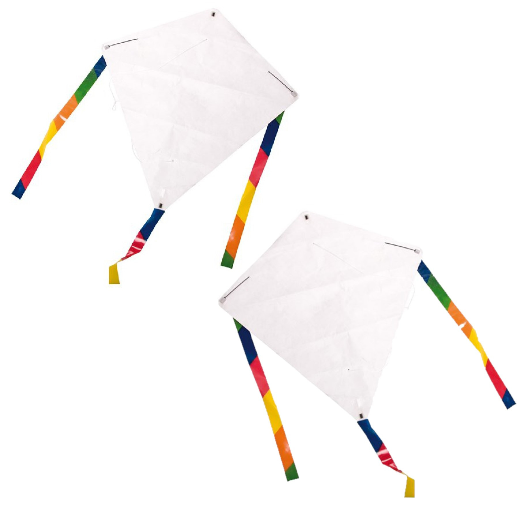 Set van 2x stuks blanco vliegers DIY knutselpakket inclusief 6 krijtjes per pakket 49 x 49 cm