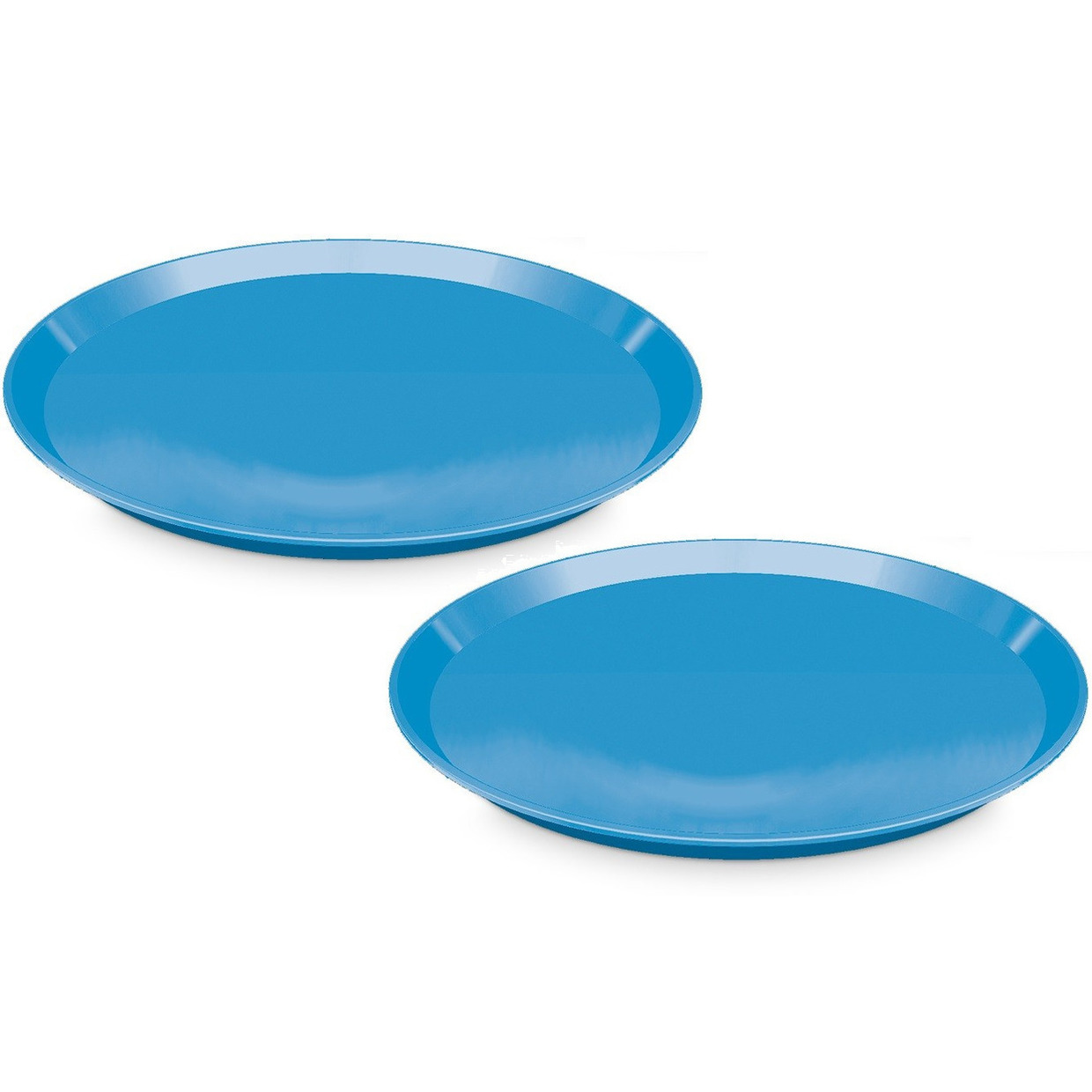 Merkloos Set van 2x stuks blauw rond dienblad/serveerblad van kunststof cm -