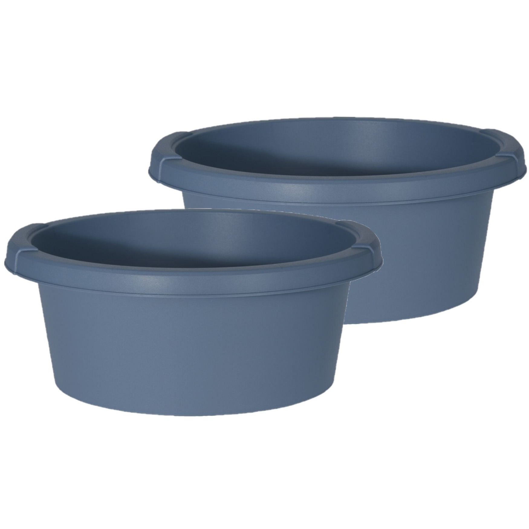 Set van 2x stuks blauwe afwasteilen-afwasbakken rond kunststof 6 liter
