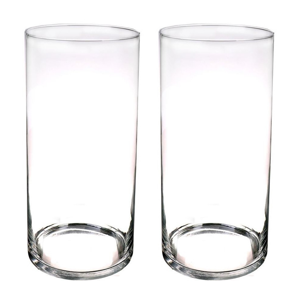 Set van 2x stuks cilinder vaas-vazen van glas 60 x 19 cm transparant