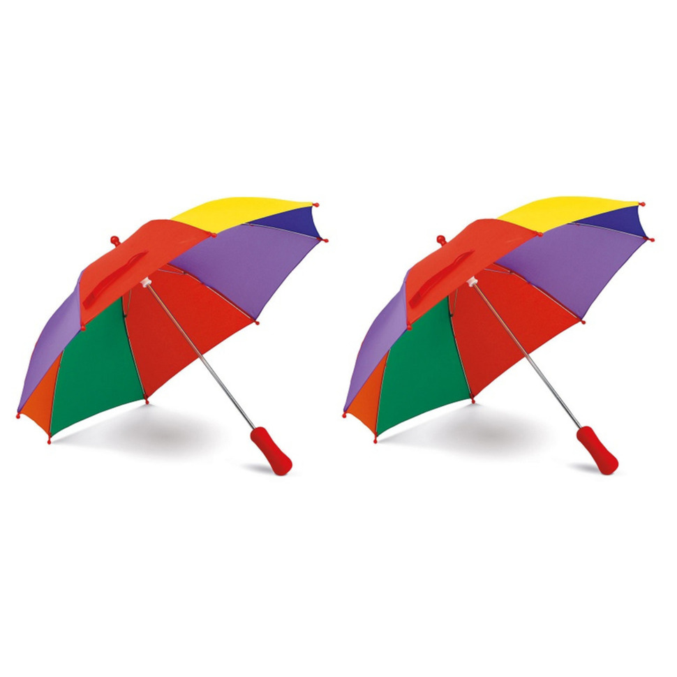 Set van 2x stuks gekleurde paraplu voor kinderen 68 cm