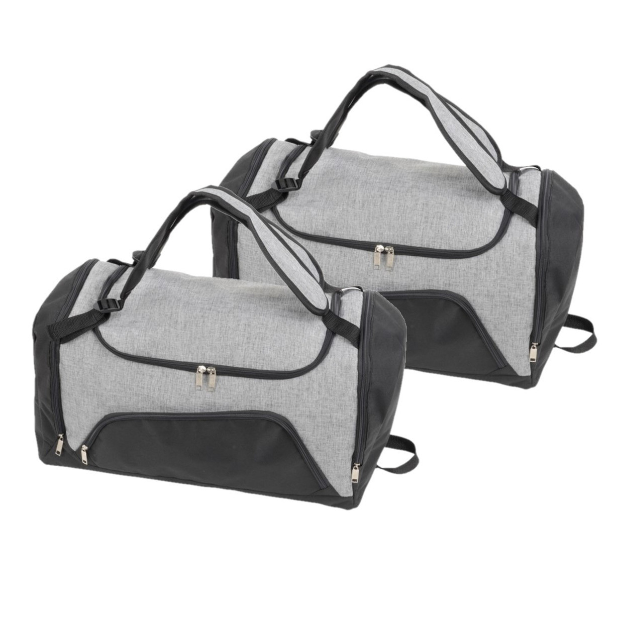 Set van 2x stuks grijs-zwarte sporttassen-weekendtassen rugtassen 55 cm