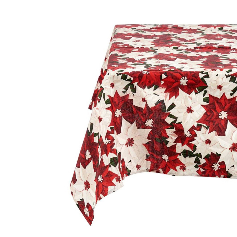 Set van 2x stuks tafelkleden - kersttafel dekken - Kerst print tafelkleed katoen/polyester 140 x 180 cm