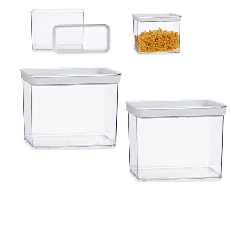 Set van 2x stuks keuken opslag voorraad bakjes transparant met deksel van 2.2 liter