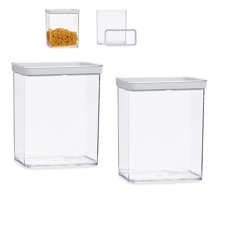 Set van 2x stuks keuken opslag voorraad bakjes transparant met deksel van 3.3 liter