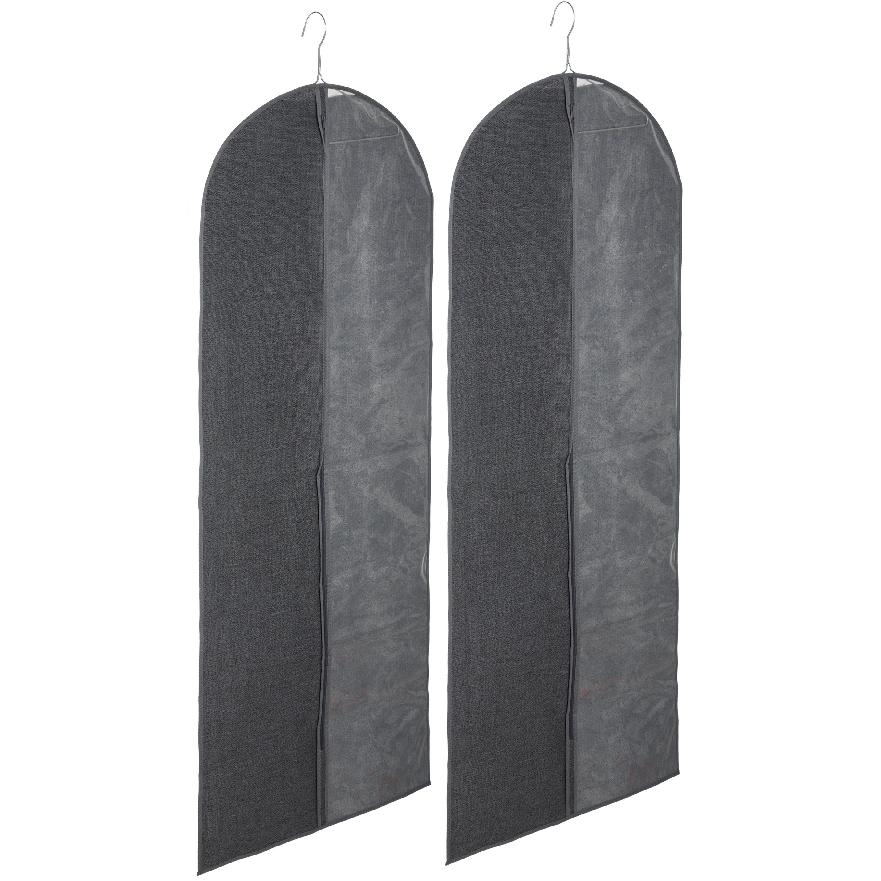 Set van 2x stuks kleding-beschermhoezen linnen grijs 130 cm