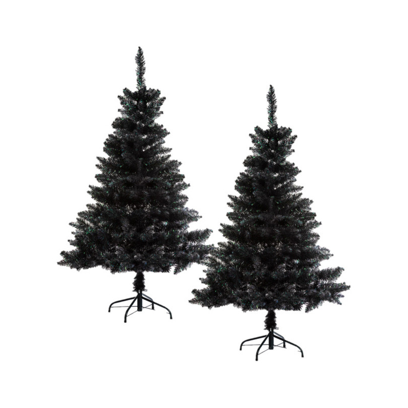 Set van 2x stuks kunst kerstbomen-kunstbomen zwart H150 cm