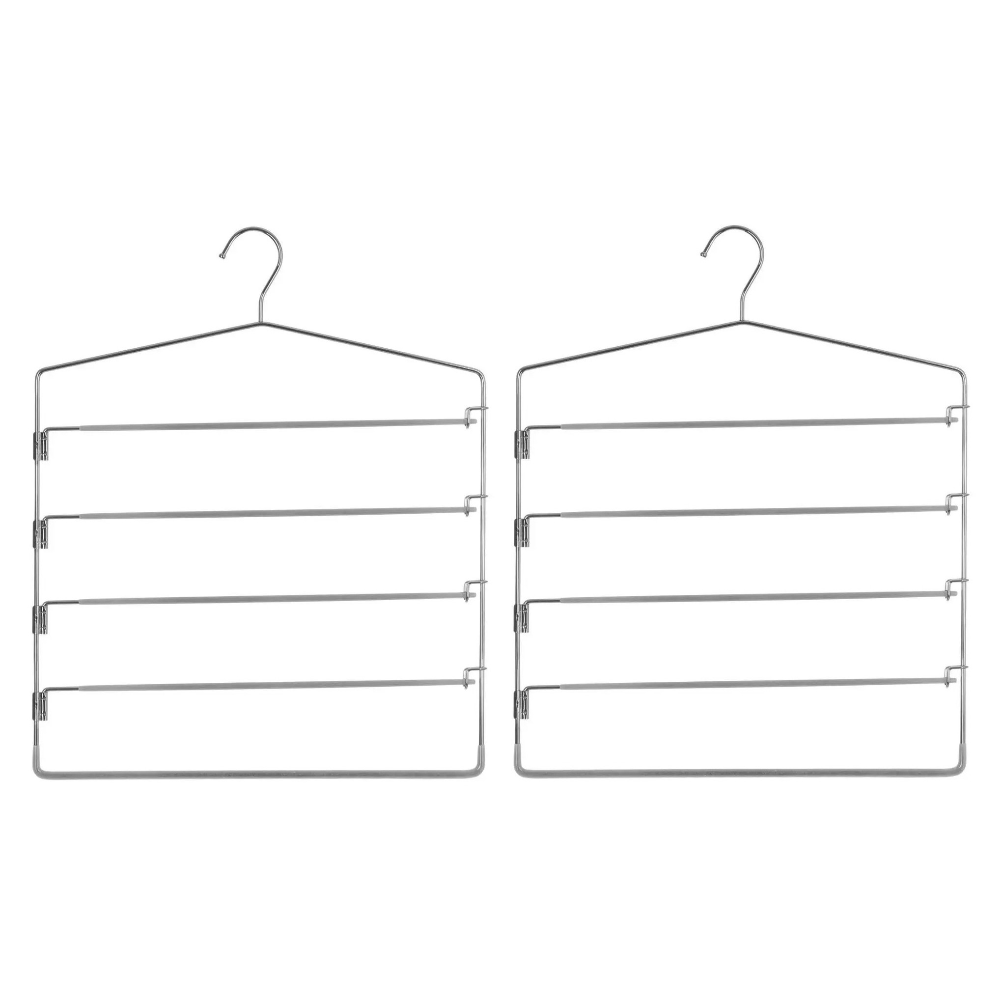 Set van 2x stuks metalen kledinghanger-broekhanger voor 4 broeken 37 x 48 cm
