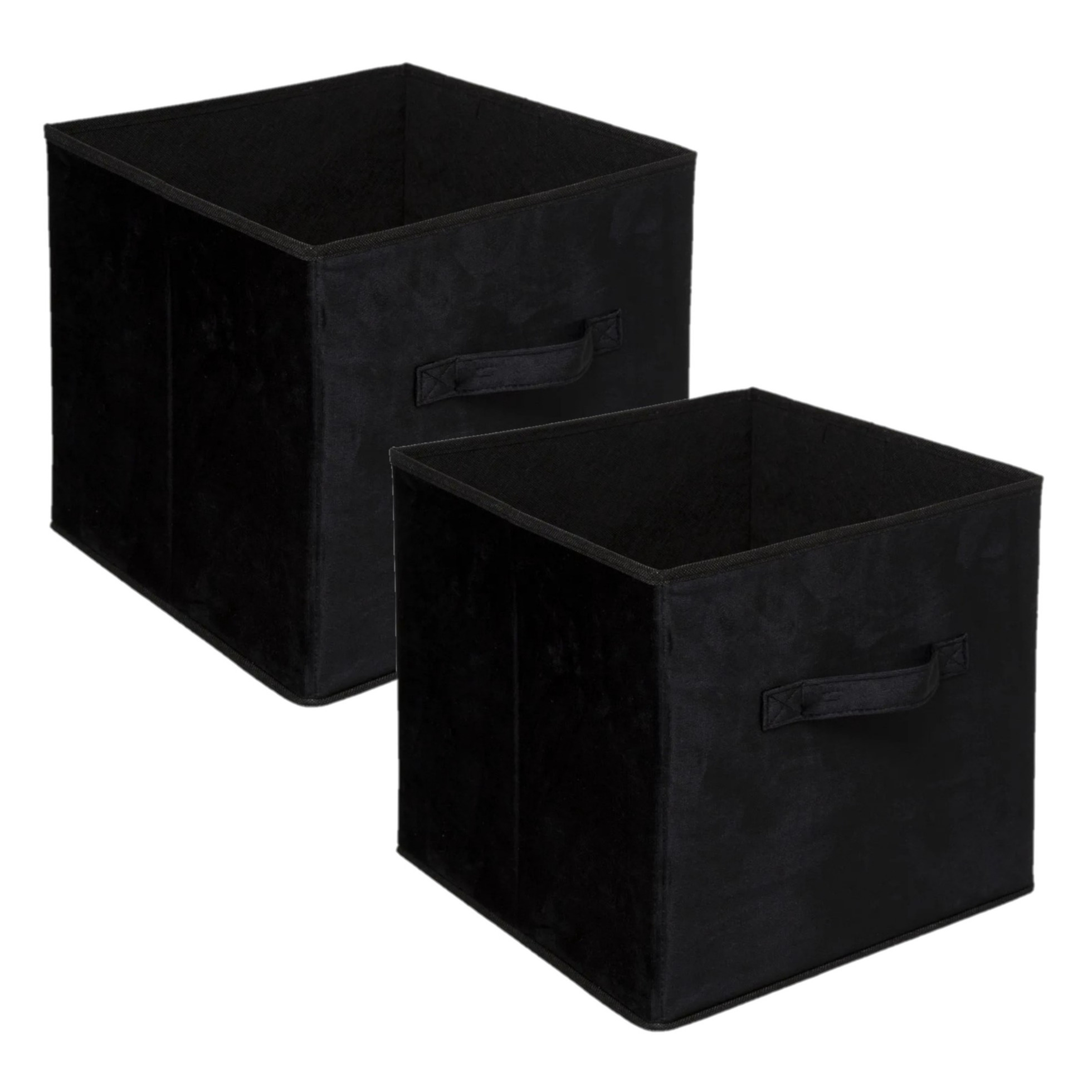 Set van 2x stuks opbergmand-kastmand 29 liter zwart polyester 31 x 31 x 31 cm