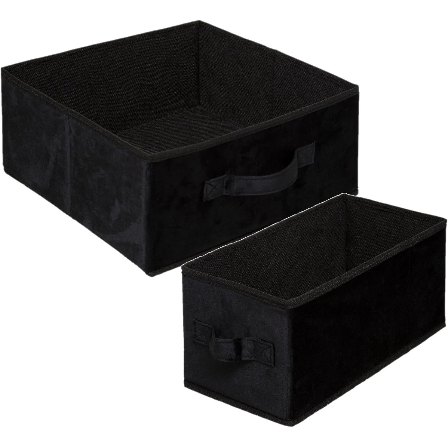 Set van 2x stuks opbergmanden-kastmanden 7 en 14 liter zwart van polyester 31 cm