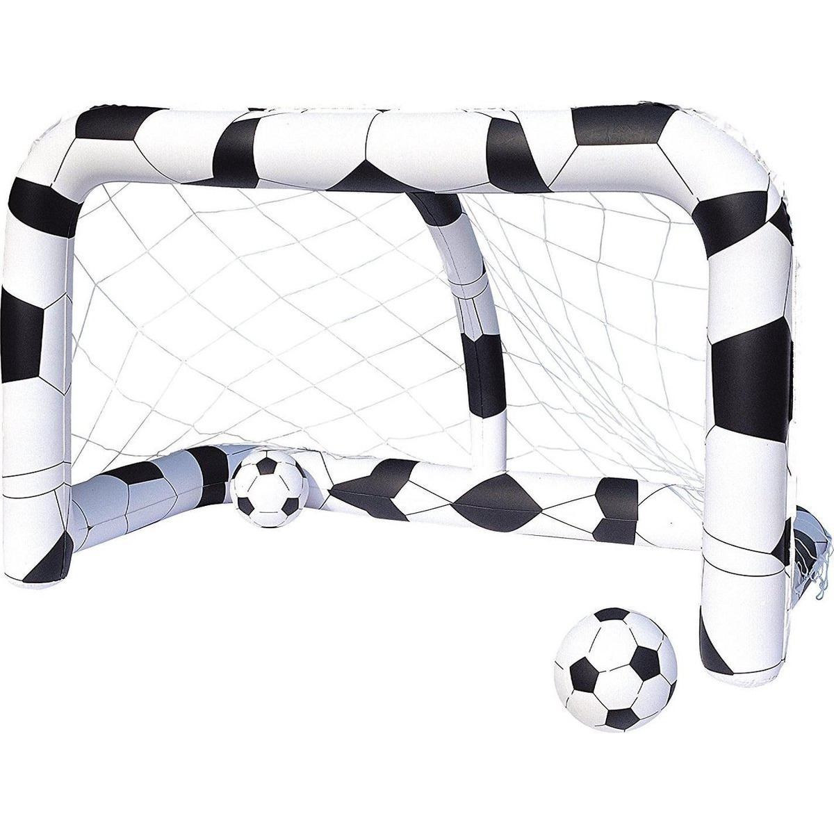 Afbeelding van Set van 2x stuks opblaasbare speelgoed voetbal doelen met 4 ballen 213 x 122 cm