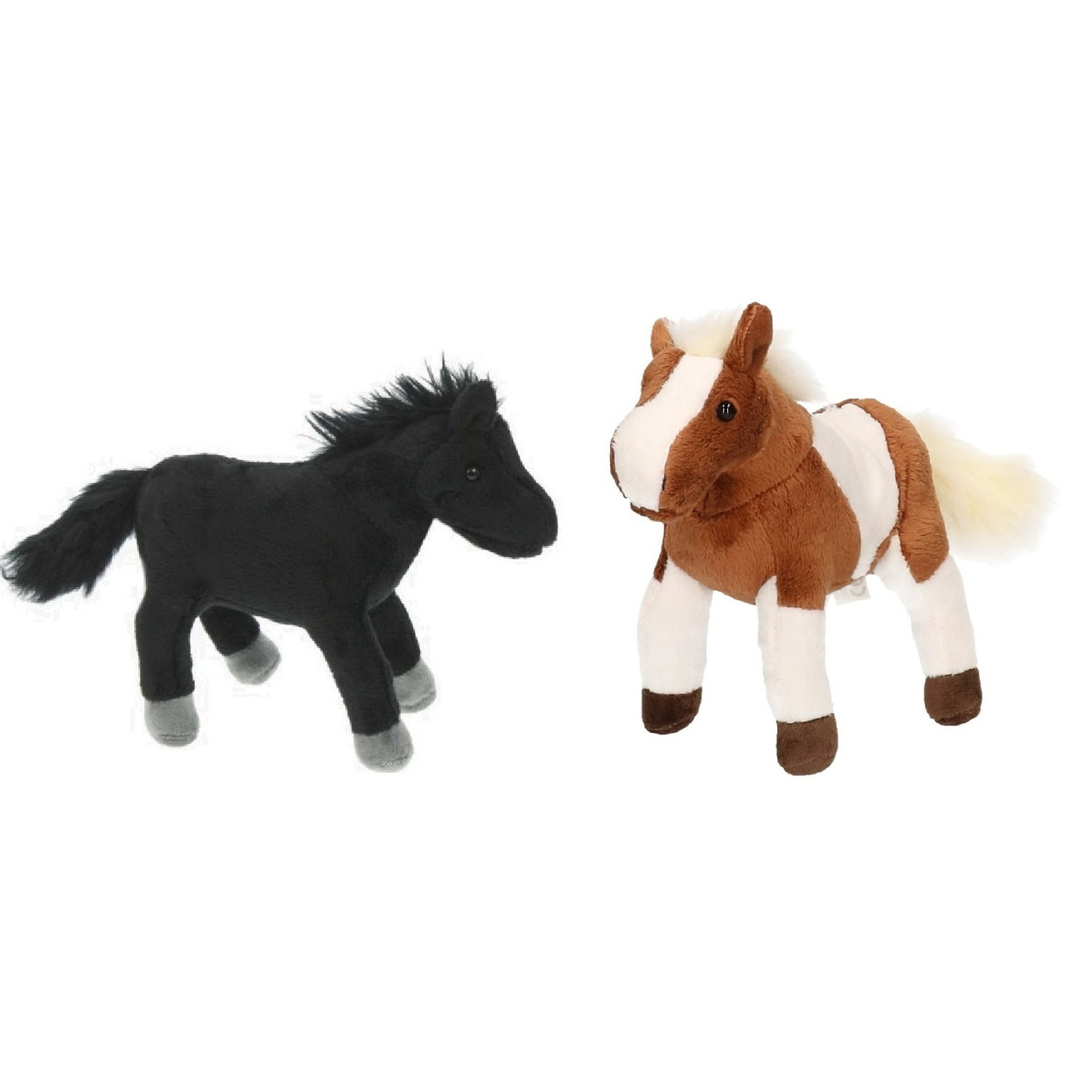 Set van 2x stuks pluche dieren paarden knuffels 25 cm