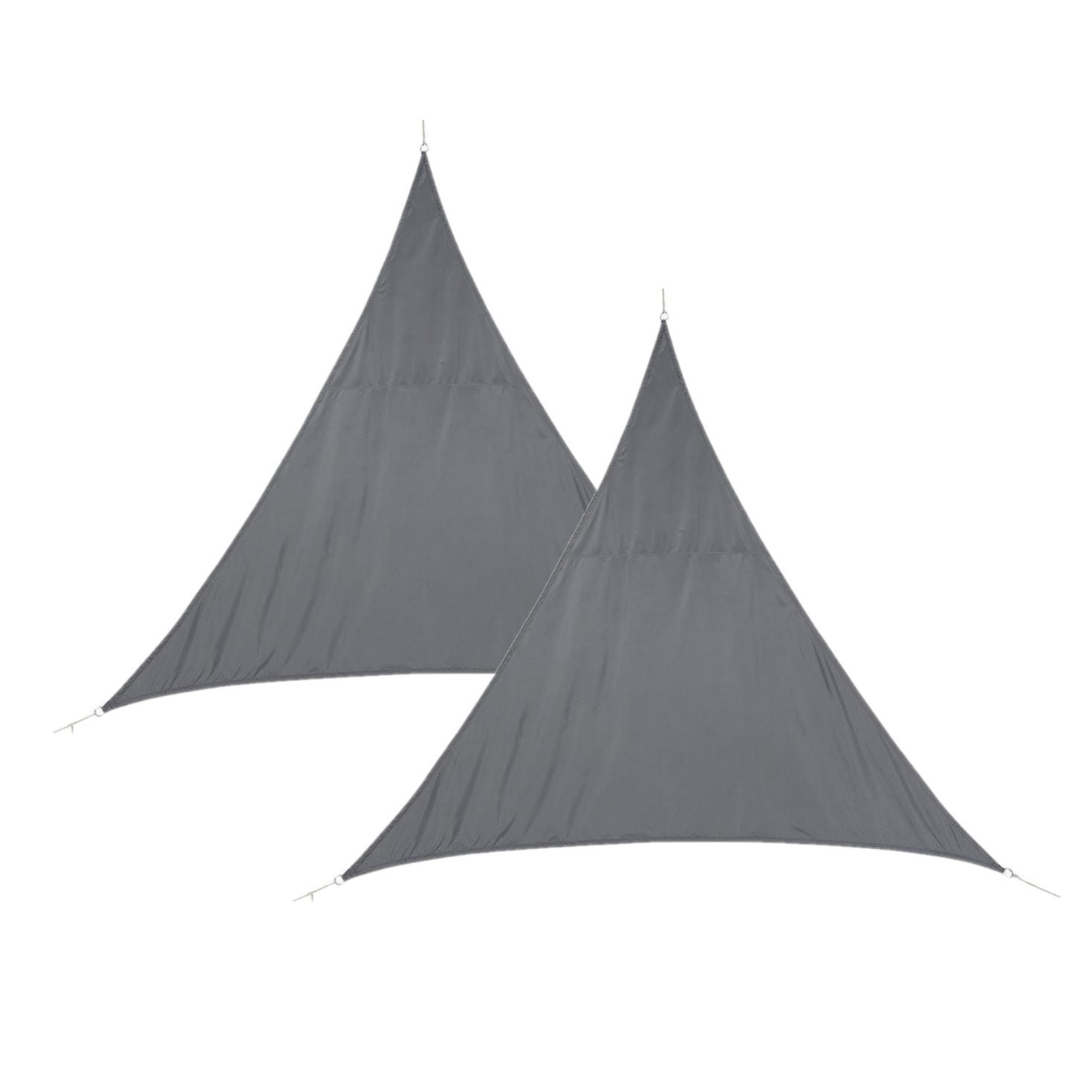 Set van 2x stuks polyester schaduwdoek-zonnescherm Curacao driehoek grijs 2 x 2 x 2 meter