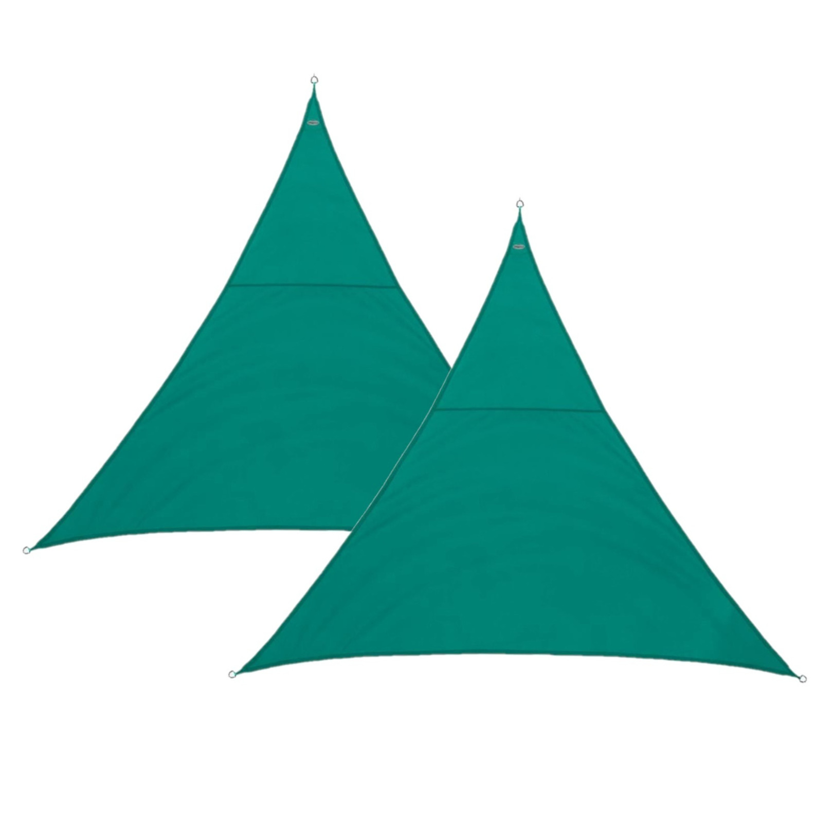 Set van 2x stuks polyester schaduwdoek-zonnescherm Curacao driehoek mint groen 2 x 2 x 2 meter