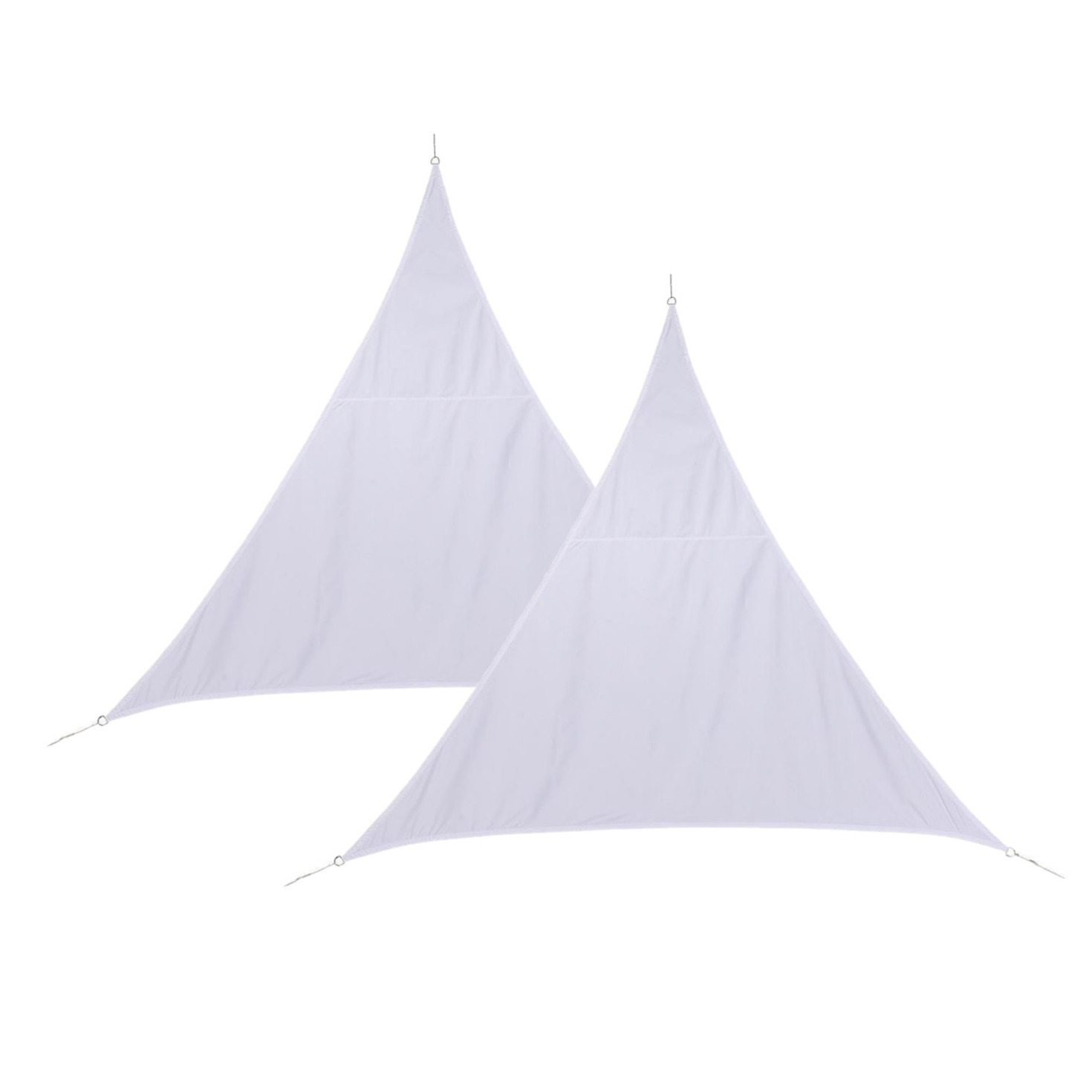 Set van 2x stuks polyester schaduwdoek-zonnescherm Curacao driehoek wit 2 x 2 x 2 meter