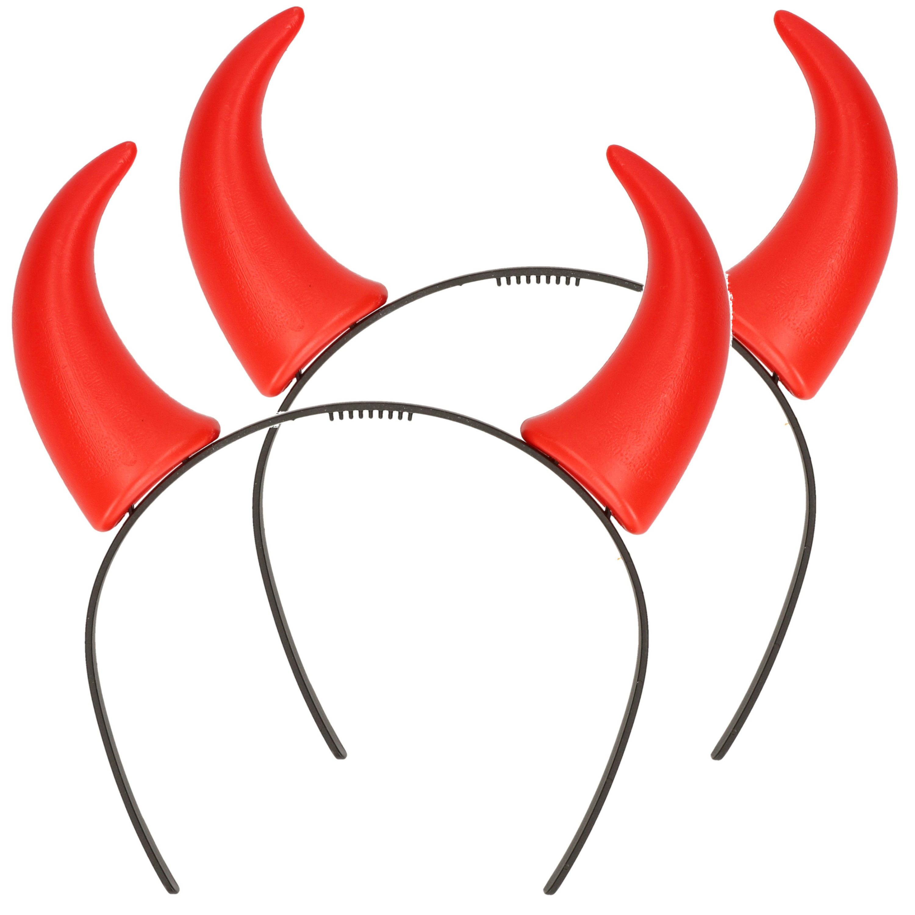 Set van 2x stuks rode duivel hoorns op diadeem