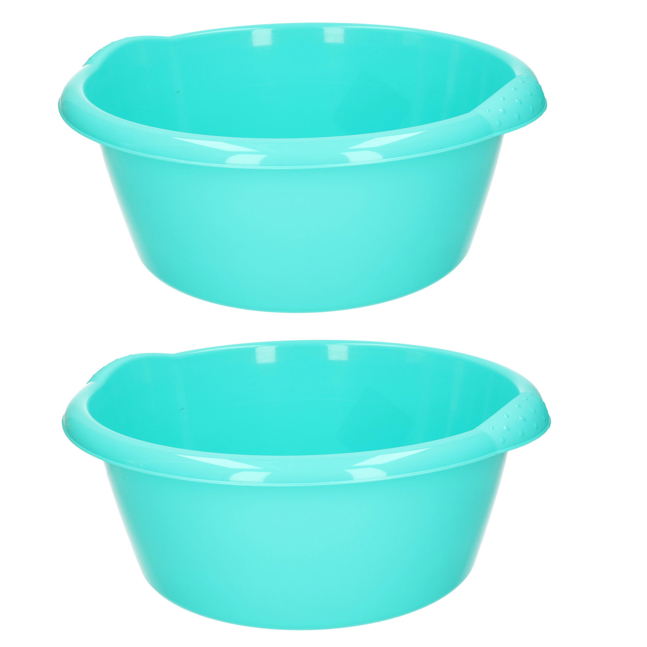 Set van 2x stuks ronde afwasteil-afwasbak turquoise groen 3 liter 25 x 10,5 cm