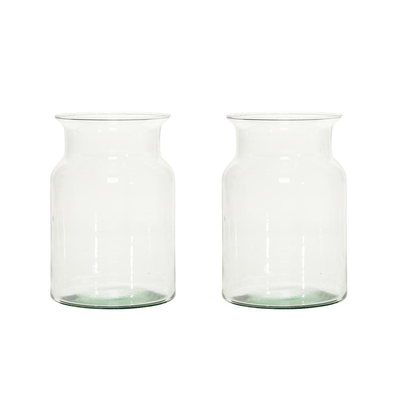 Set van 2x stuks ronde vazen van glas 19 x 12 cm