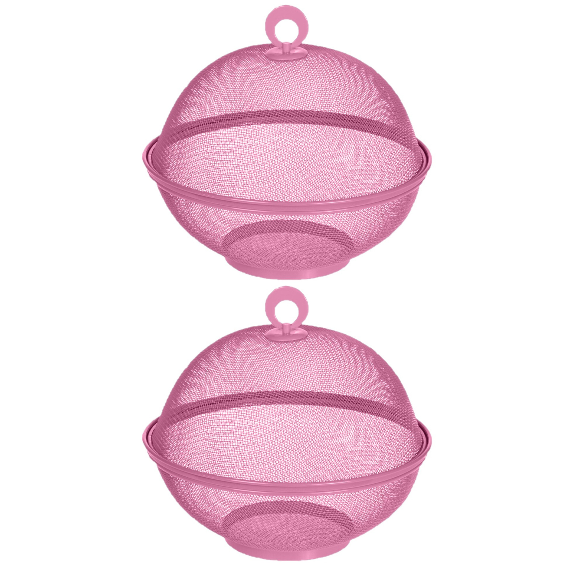 Set van 2x stuks roze voedselkappen-vliegenkappen 2-laags metaal 25 cm
