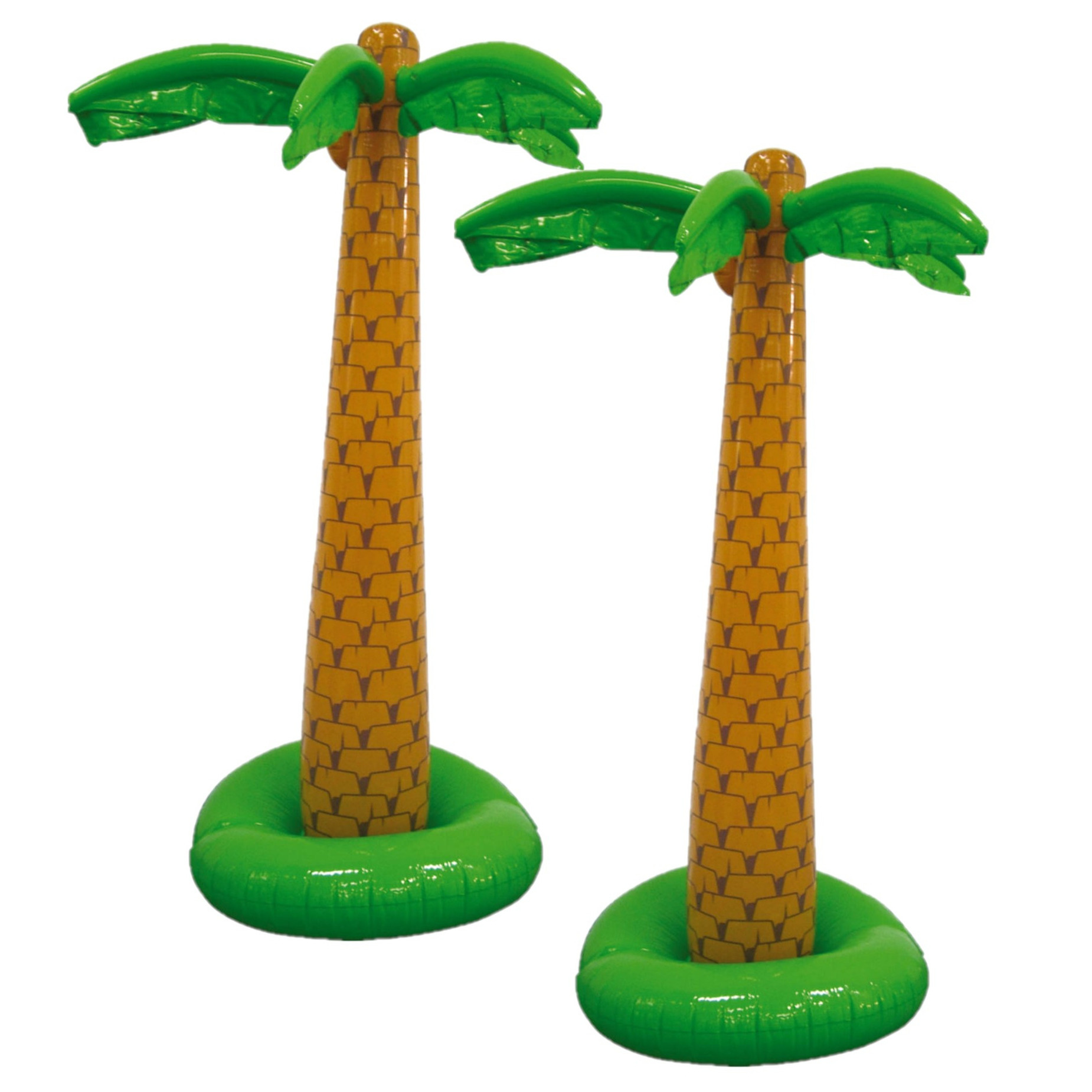 Set van 2x stuks tropische Hawaii party palmboom-bomen opblaasbaar van 180 cm