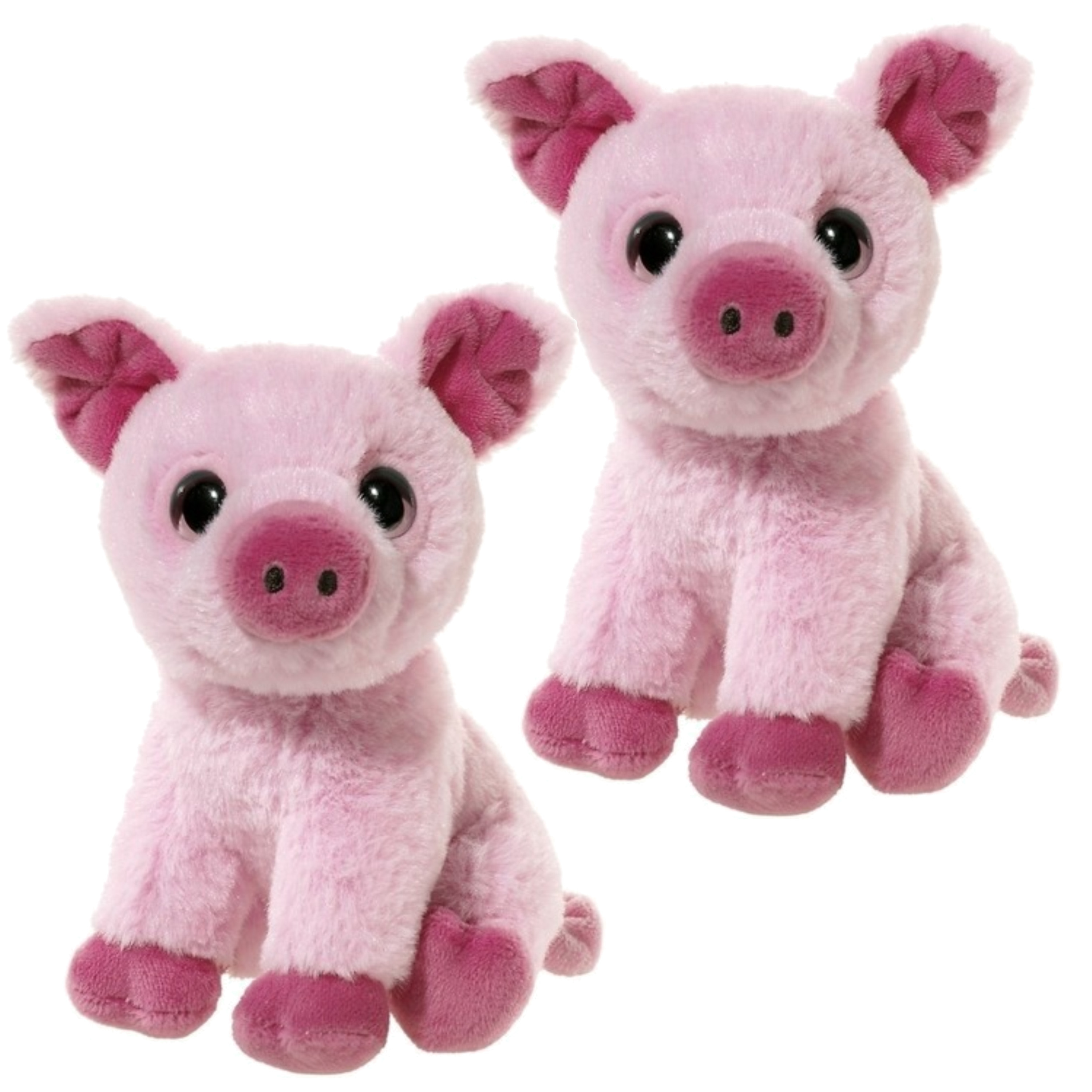 Heunec Set van 2x stuks zacht roze pluche varkens knuffeltjes 14 cm -