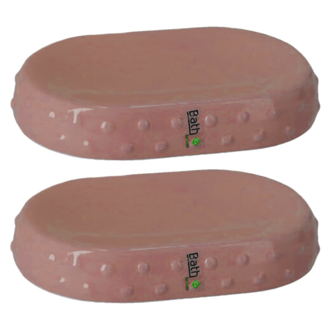 Set van 2x stuks zeephouders-zeepbakjes roze keramiek 15 cm