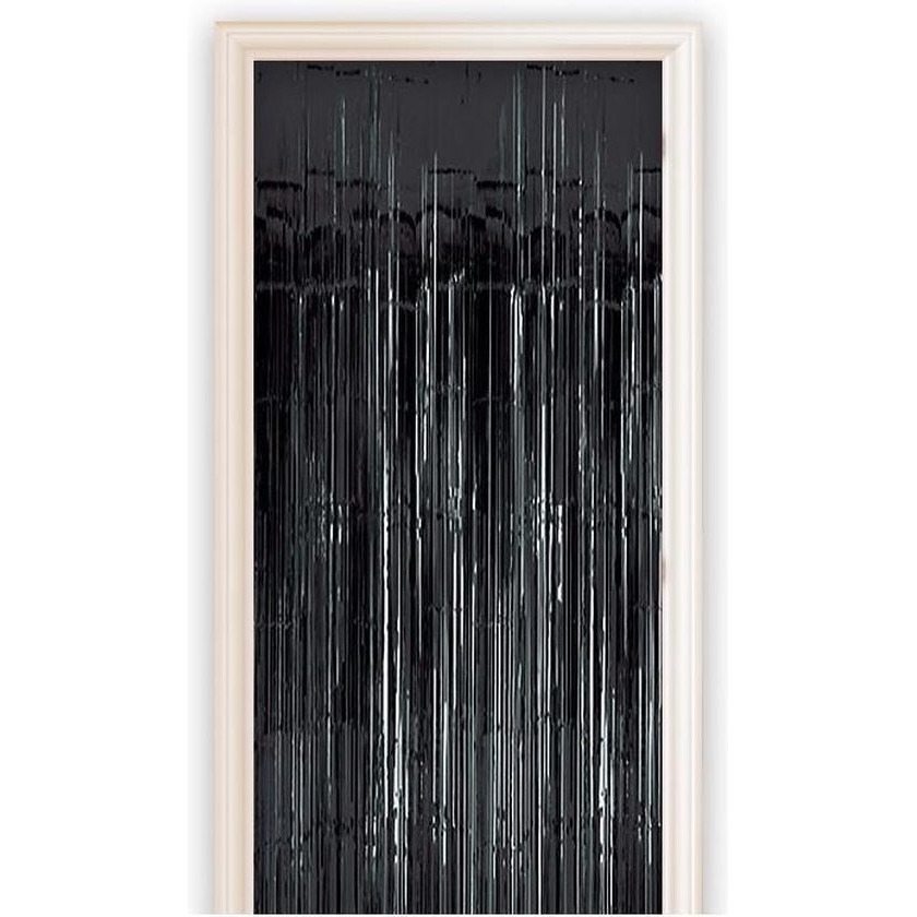 Set van 2x stuks zwart metallic folie party deurgordijn 100 x 250 cm