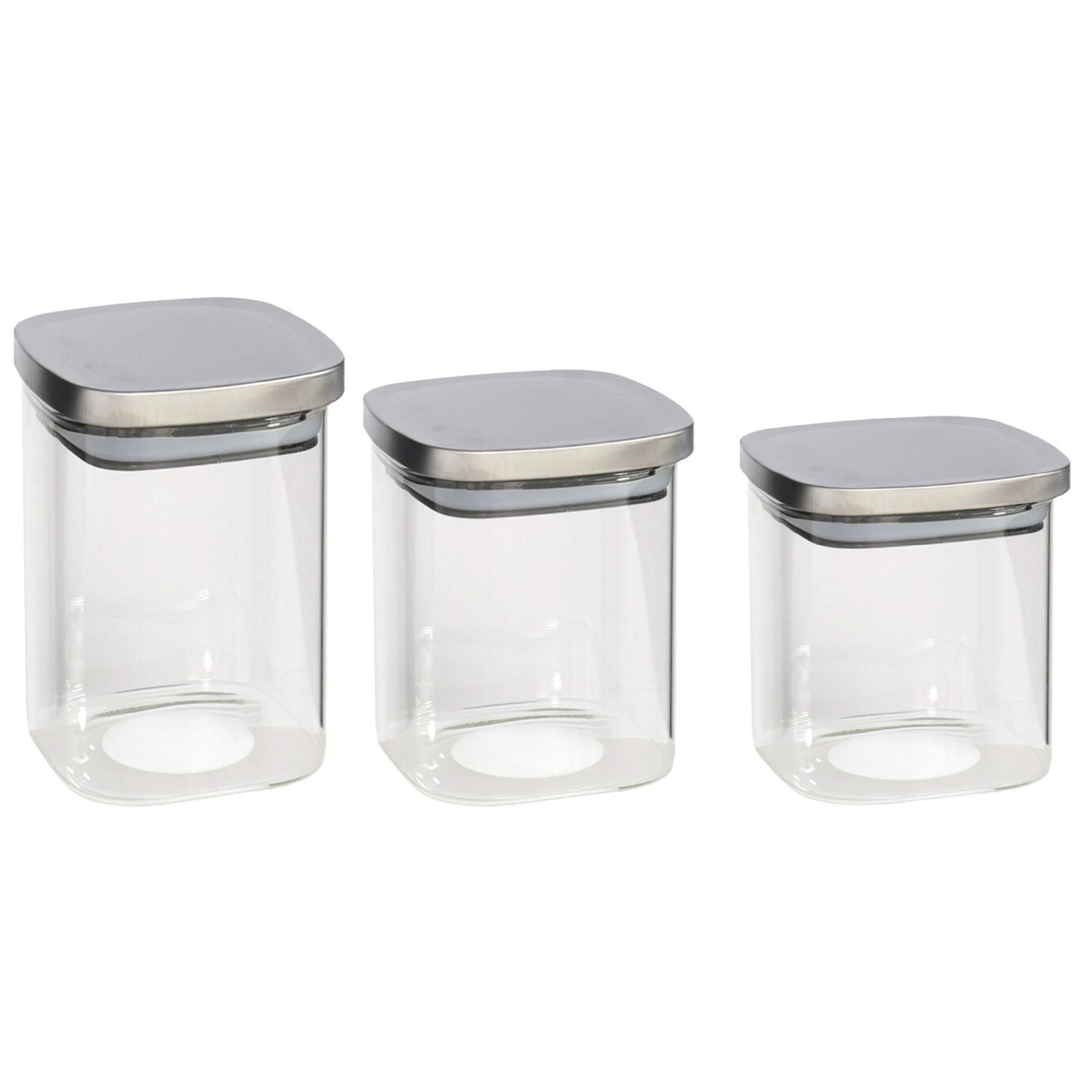 Set van 3x keuken voedsel opslag voorraadpotten glas in 3 formaten