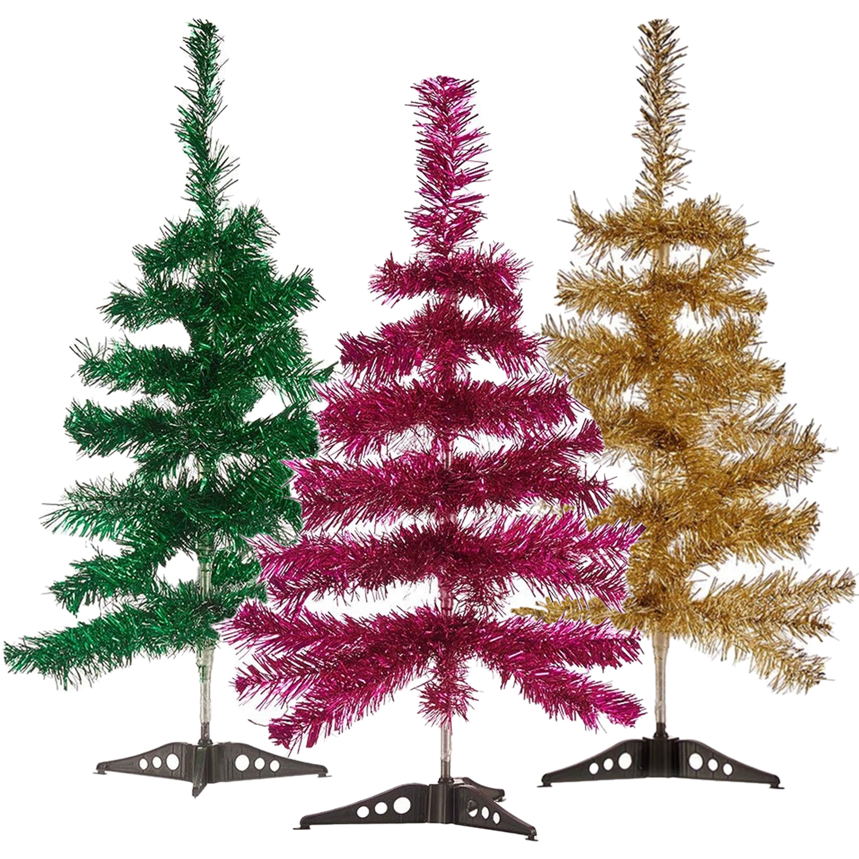 Set van 3x kleine glitter folie kerstbomen 60 cm Diverse kleuren