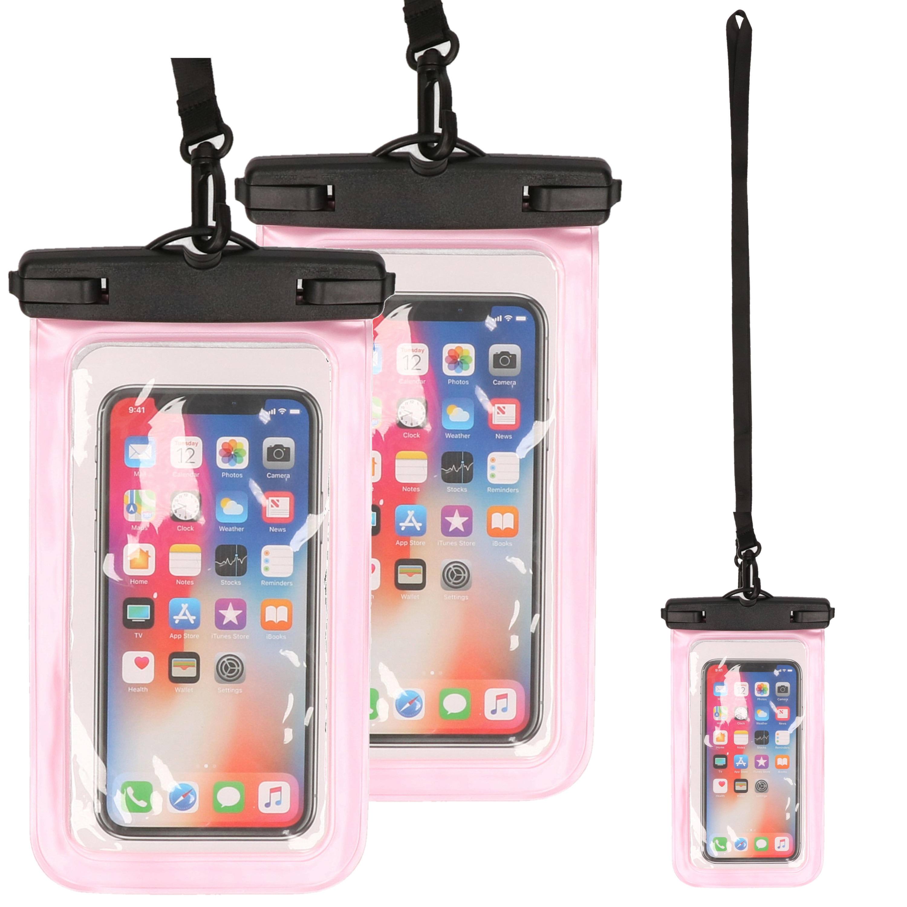 Set van 3x stuks Bellatio Design waterdicht telefoonhoesje voor alle telefoons tot 6 inch roze