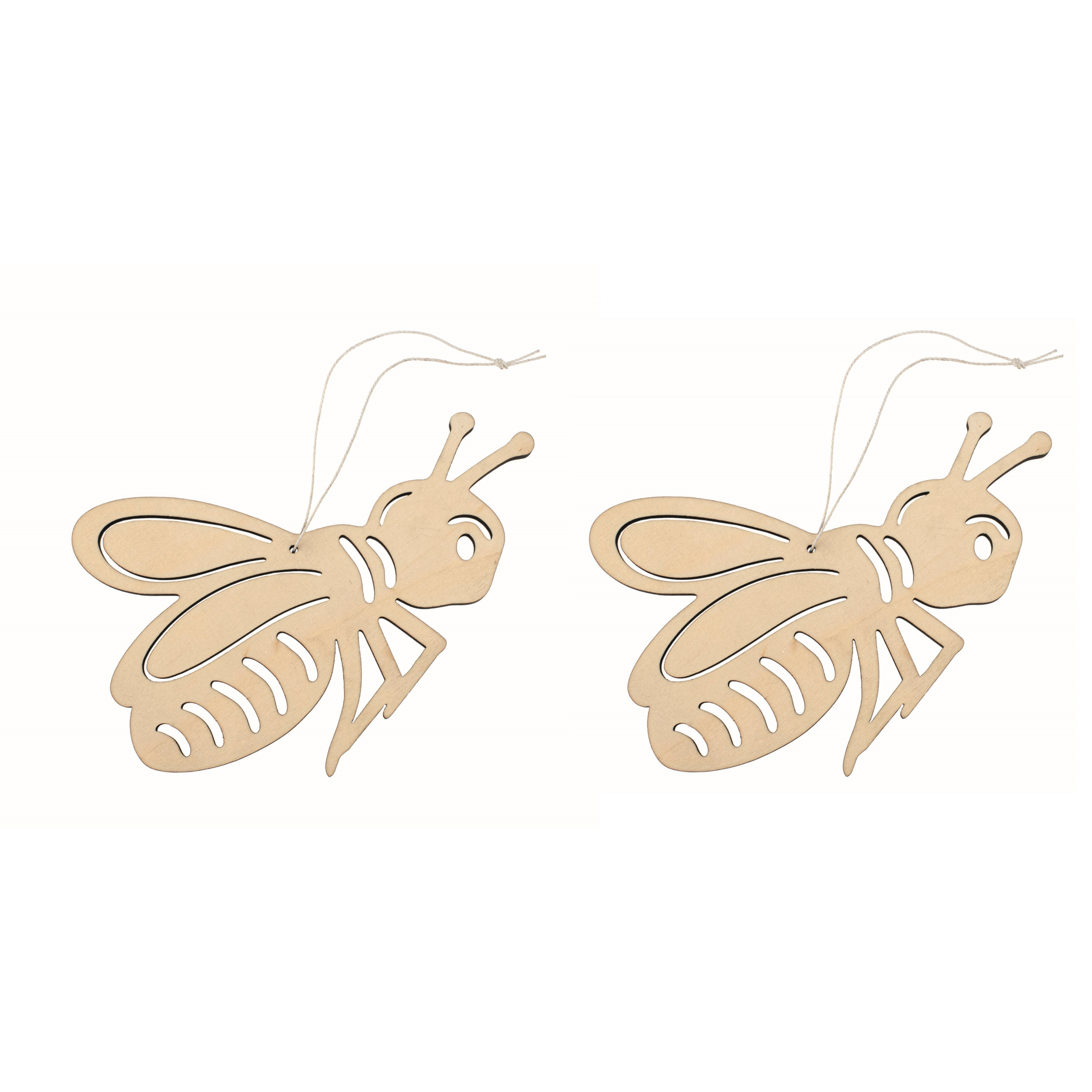 Set van 3x stuks houten dieren decoratie hangers van een honingbij van 12 x 17 cm -
