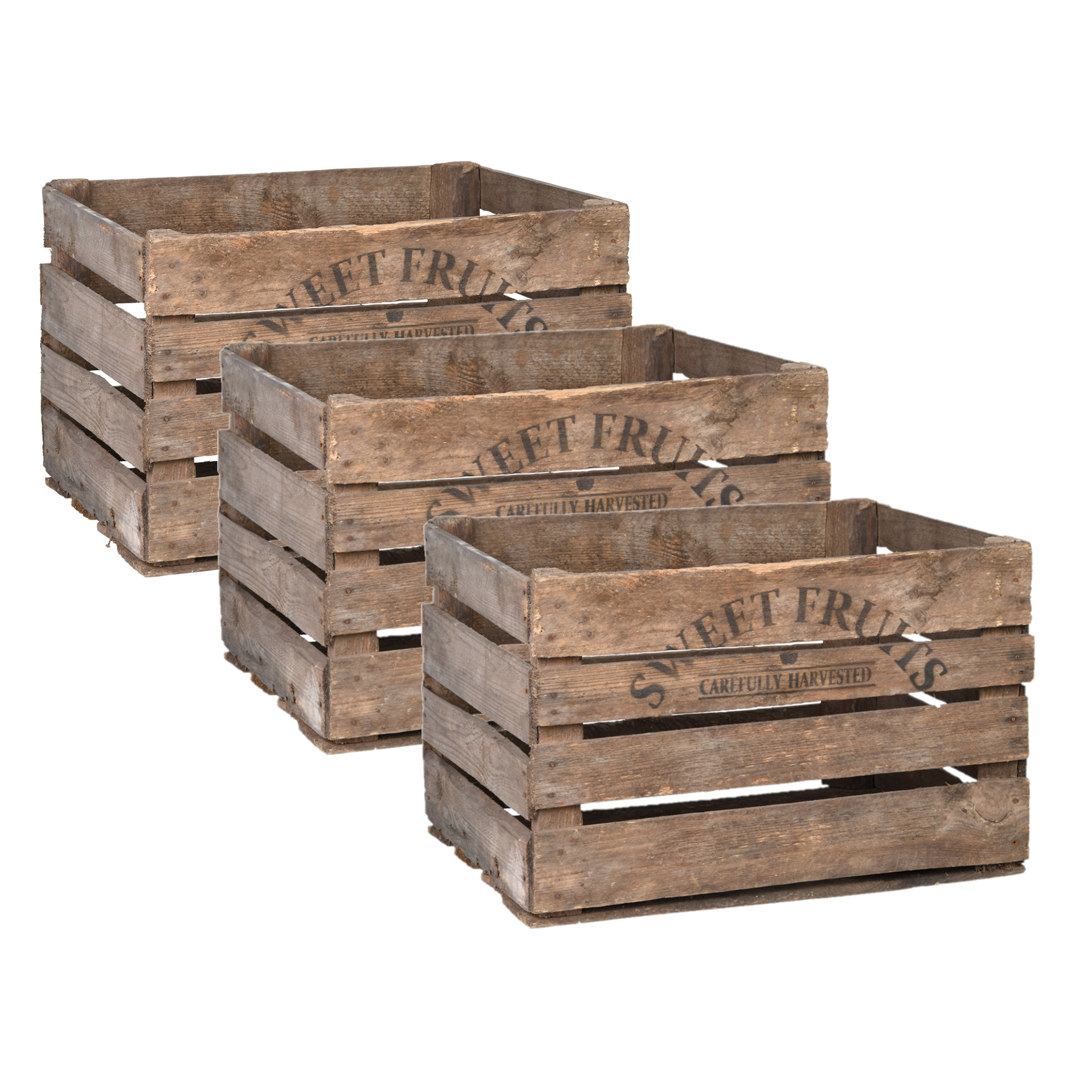 Set van 3x stuks houten opberg fruitkisten-kratten 42 x 51 cm