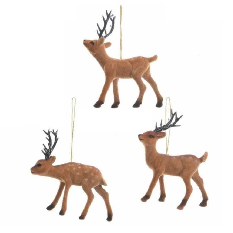 Set van 3x stuks kerstboom hangers rendieren/herten 13 cm - Hang ze in de boom