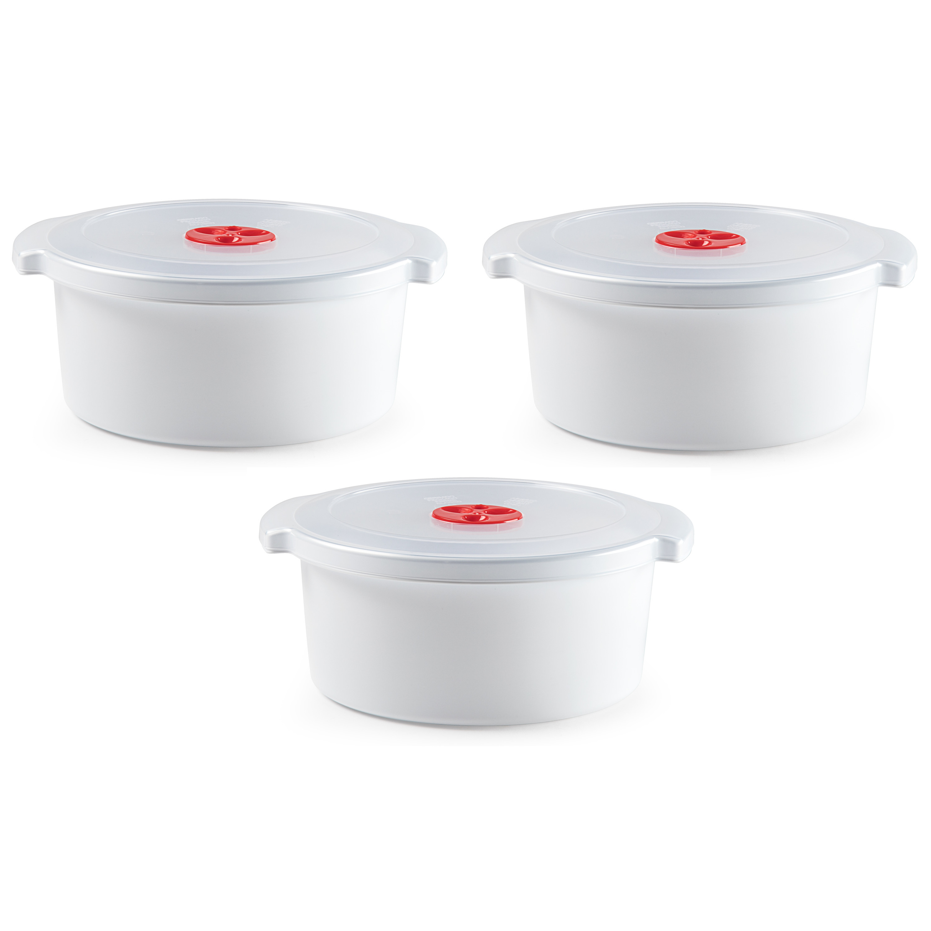 Set van 3x stuks magnetron voedsel opwarm container-schaal van 3 liter 25 x 23 x 10 cm