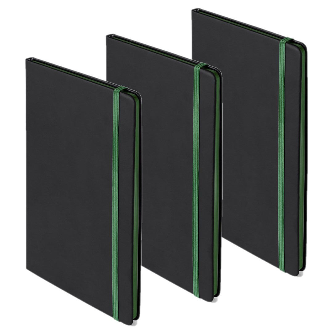 Set van 3x stuks notitieboekje met groen elastiek A5 formaat