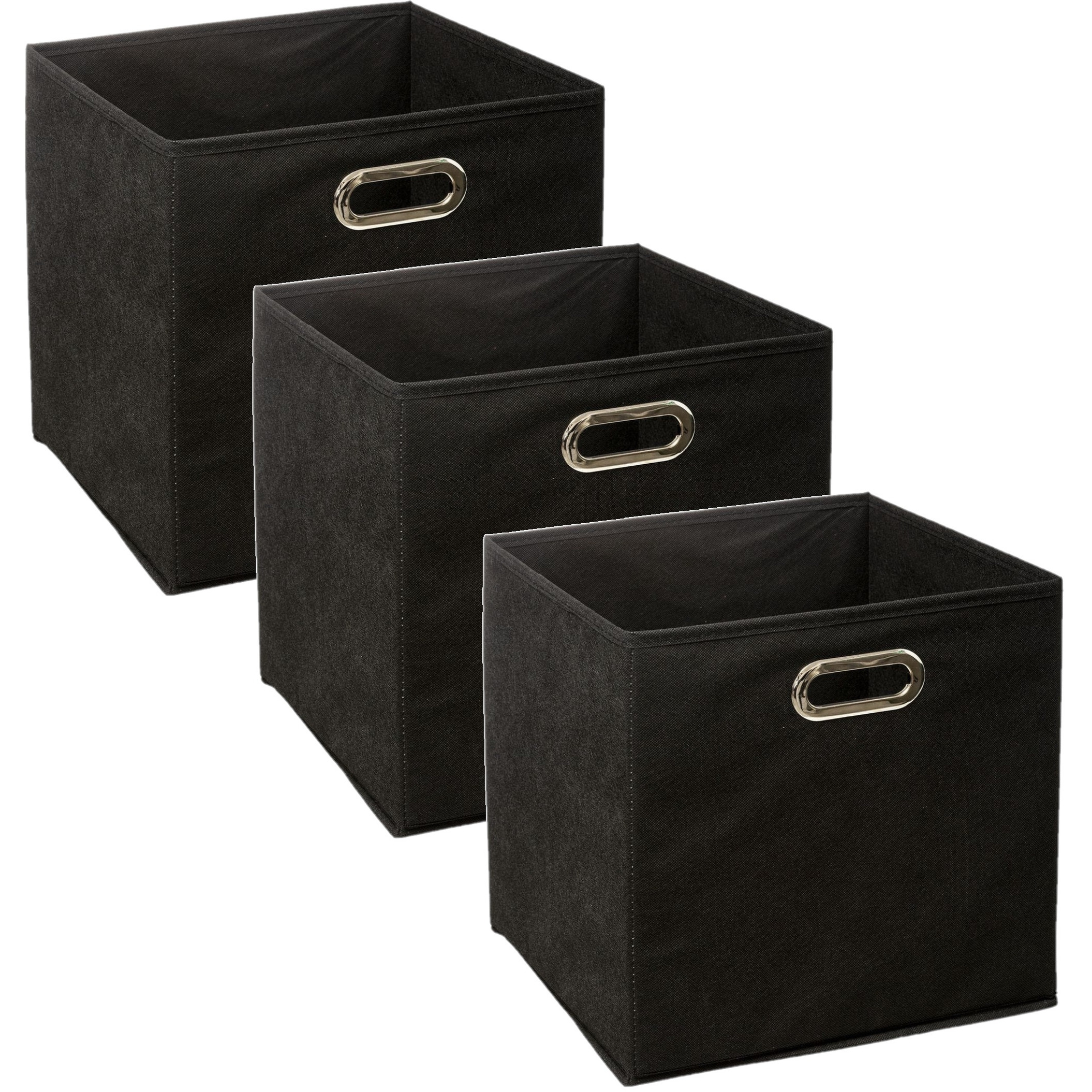 Set van 3x stuks opbergmand-kastmand 29 liter zwart linnen 31 x 31 x 31 cm