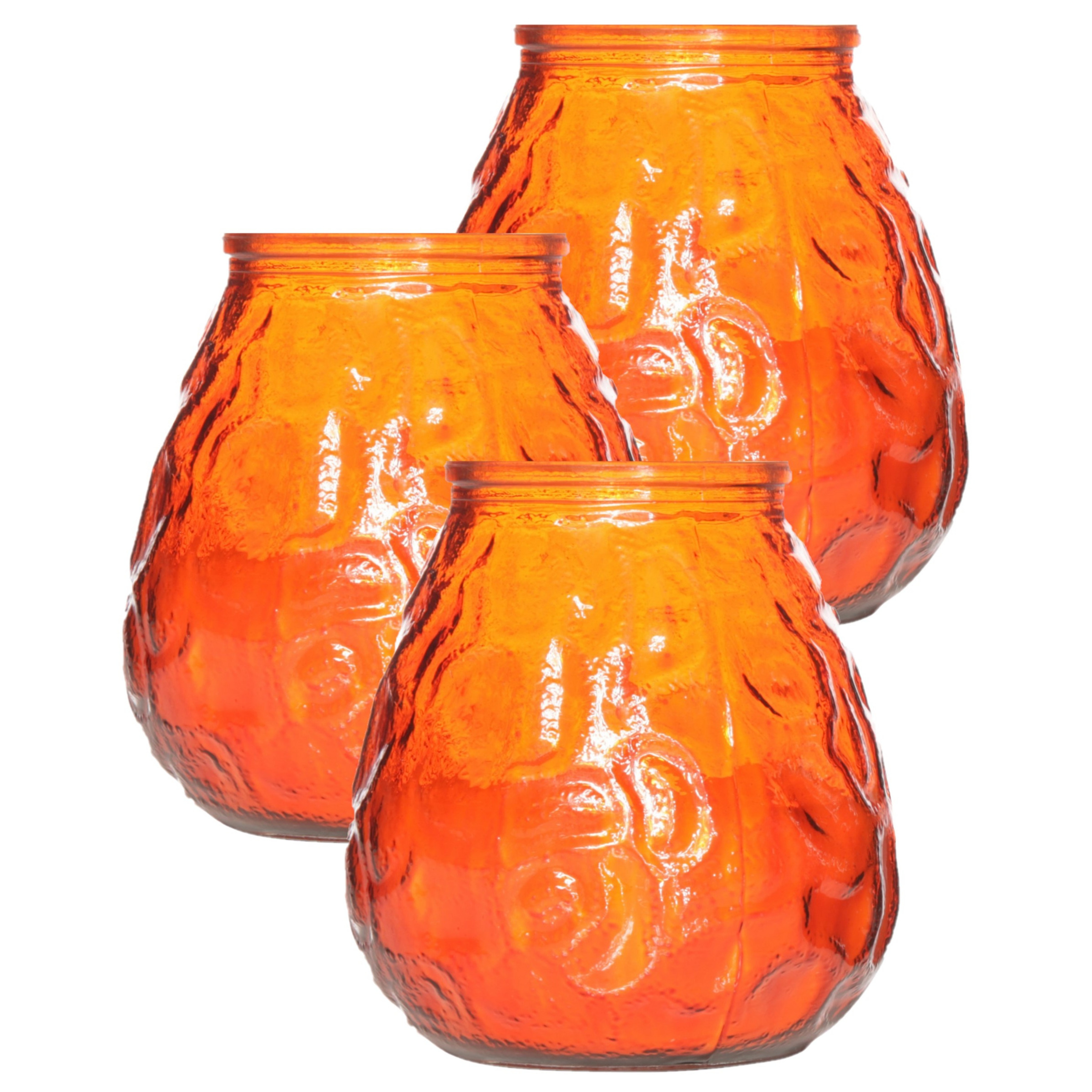 Set van 3x stuks oranje Lowboy buiten tafel sfeer kaarsen 10 cm 40 branduren in glas