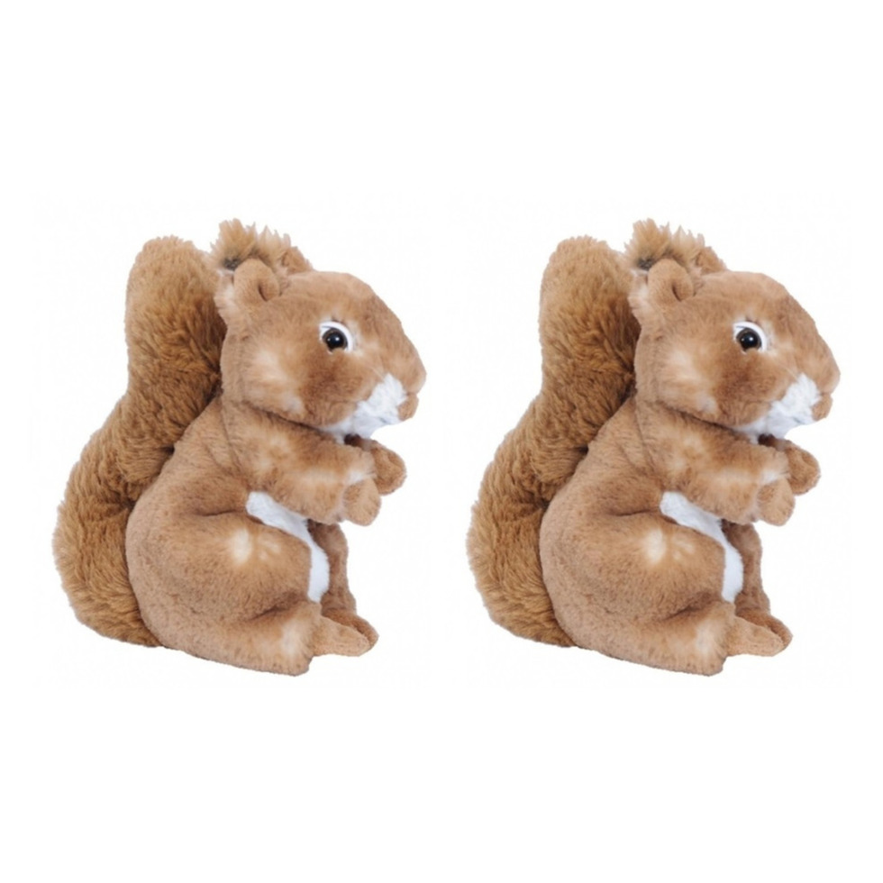 Merkloos Set van 3x stuks pluche eekhoorn knuffels bruin 20 cm -
