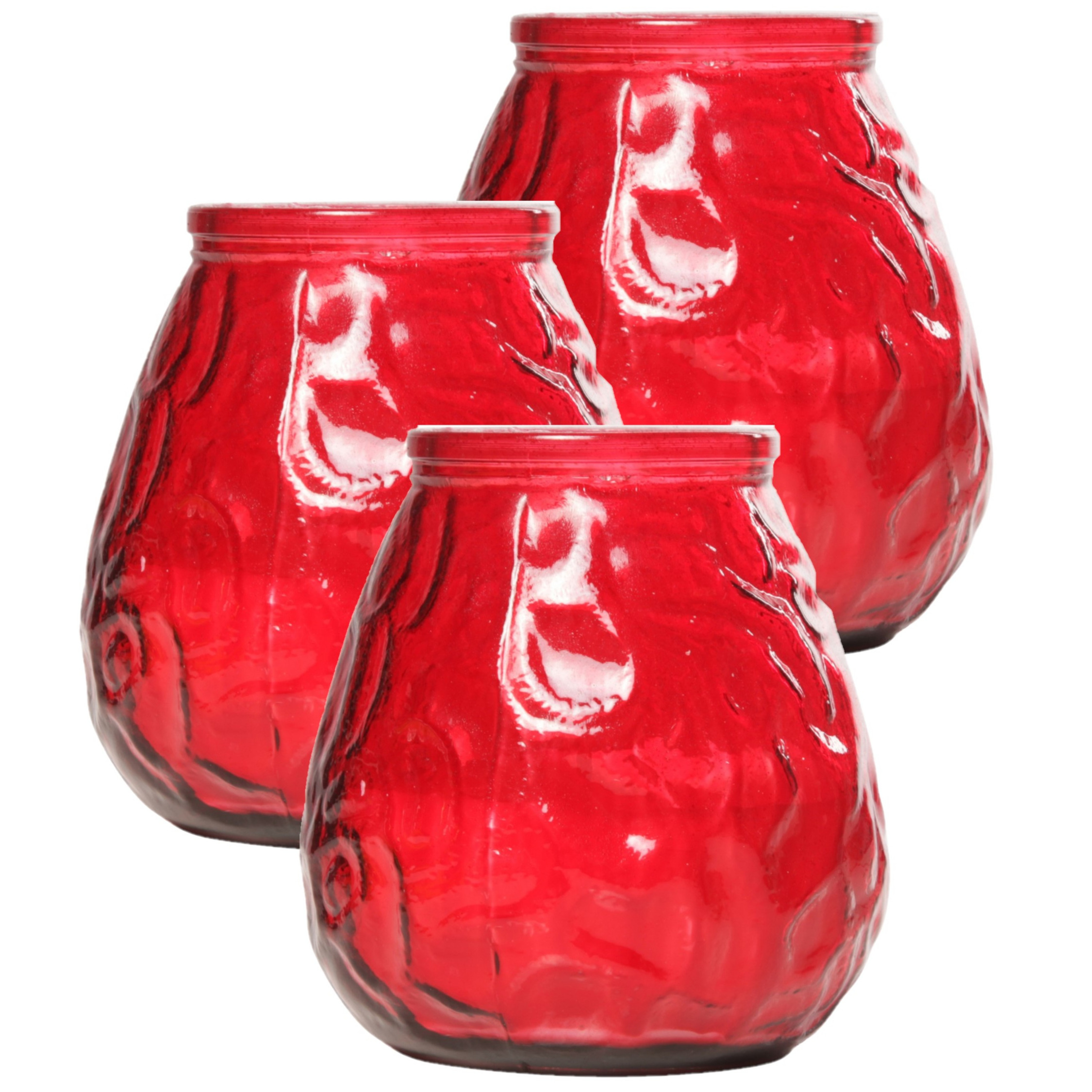 Set van 3x stuks rode Lowboy buiten tafel sfeer kaarsen 10 cm 40 branduren in glas