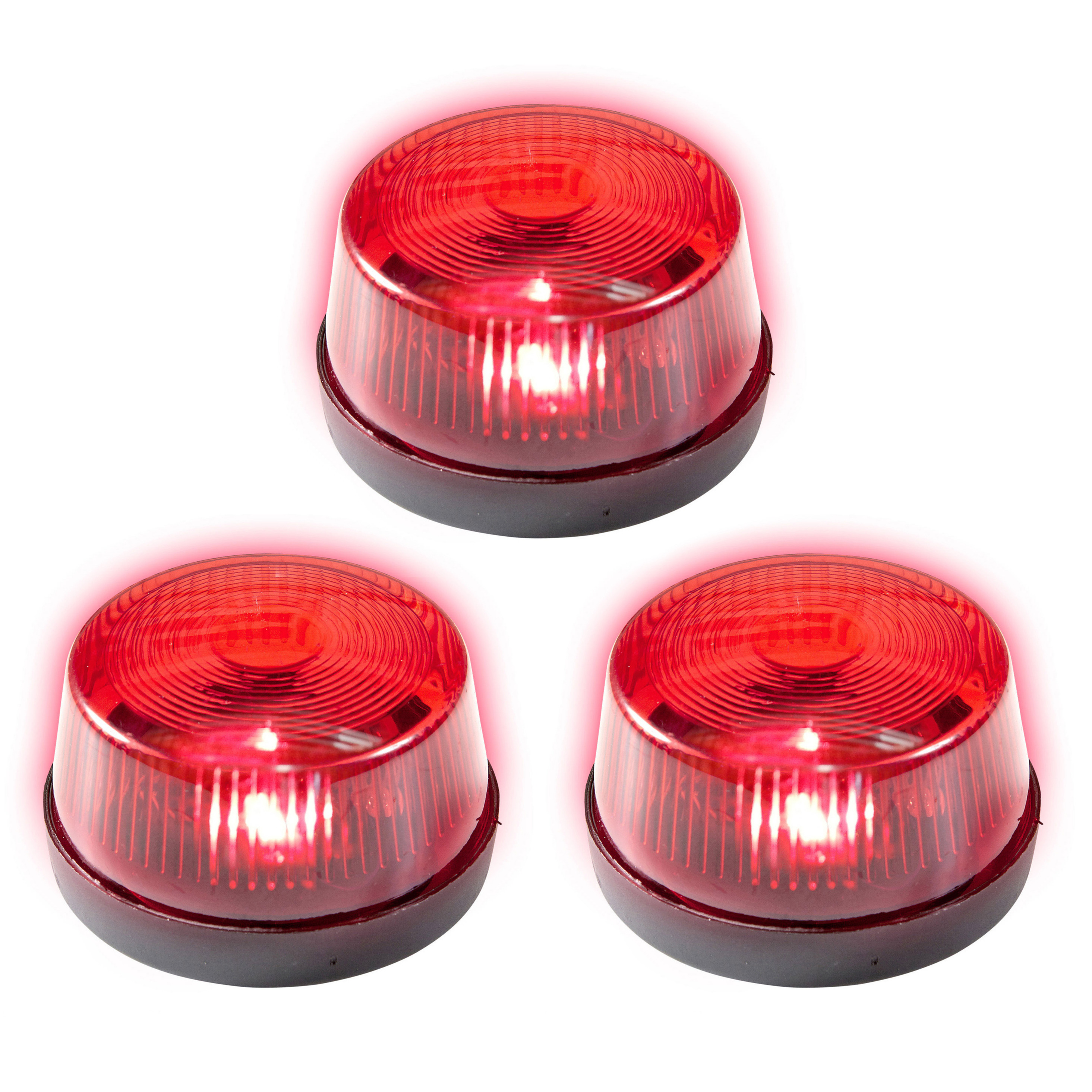 Set van 3x stuks rode politie LED zwaailampen-zwaailichten met sirene 7 cm