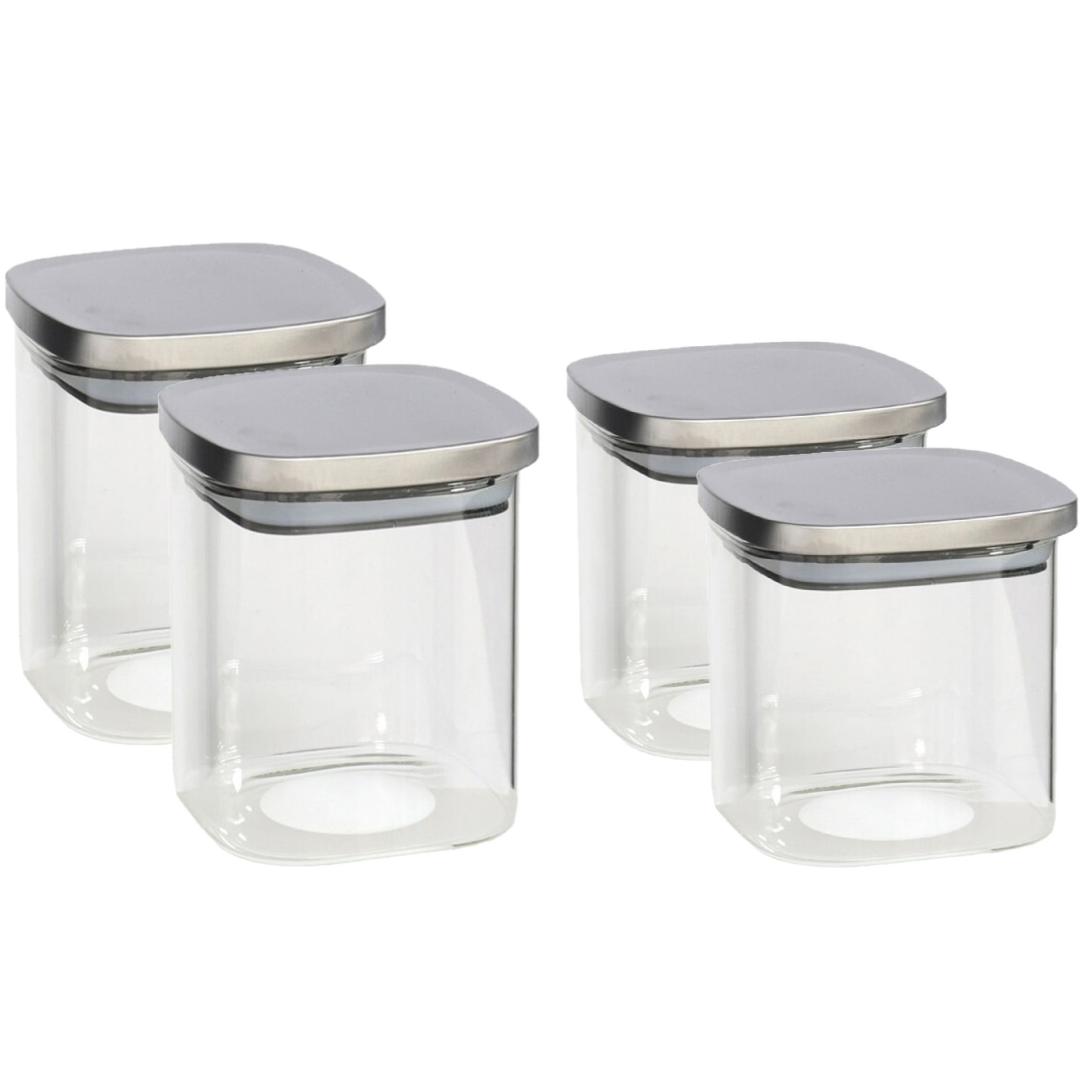 Set van 4x keuken voedsel opslag voorraadpotten glas in 2 formaten
