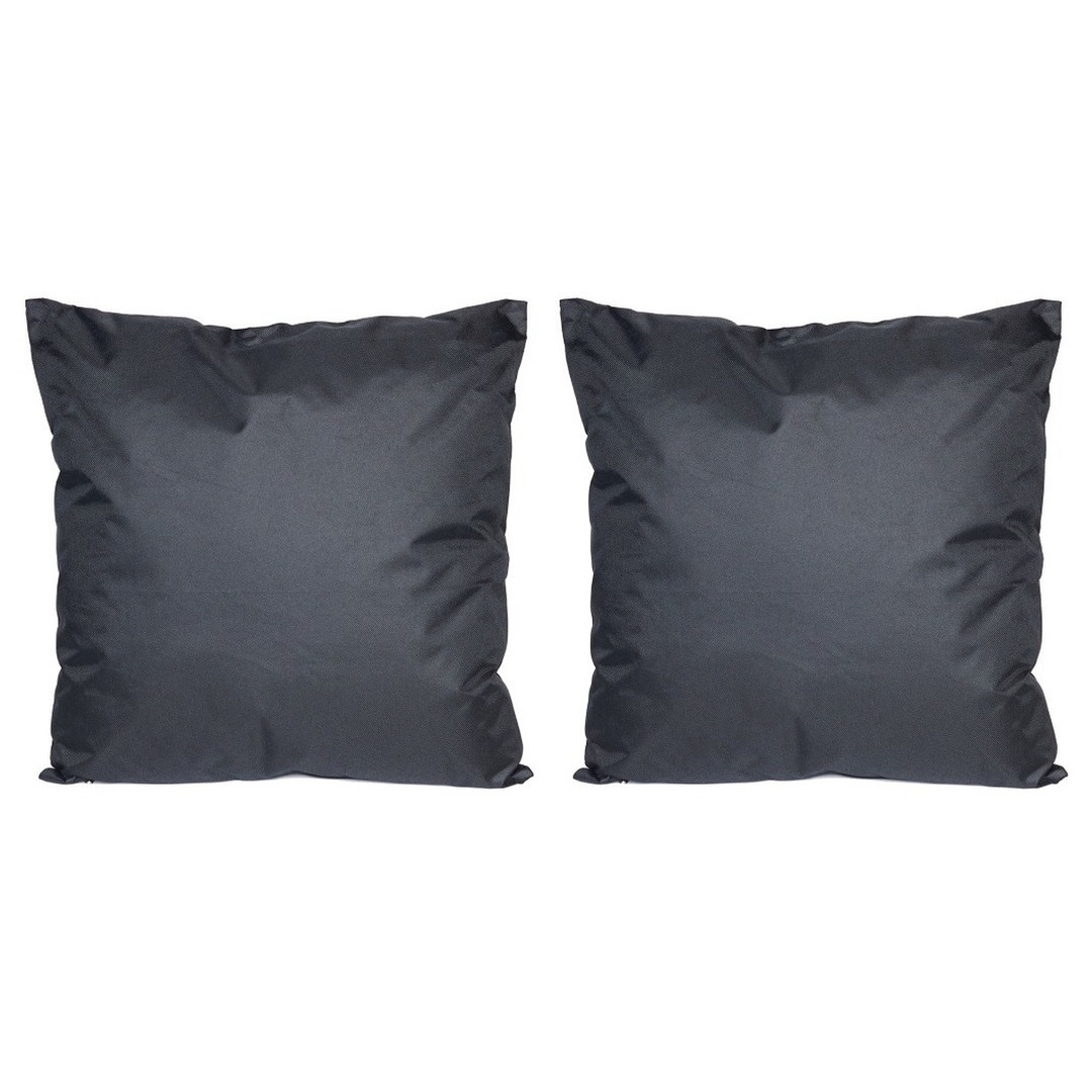 Set van 4x stuks bank-Sier kussens voor binnen en buiten in de kleur zwart 45 x 45 cm Tuinkussens vo