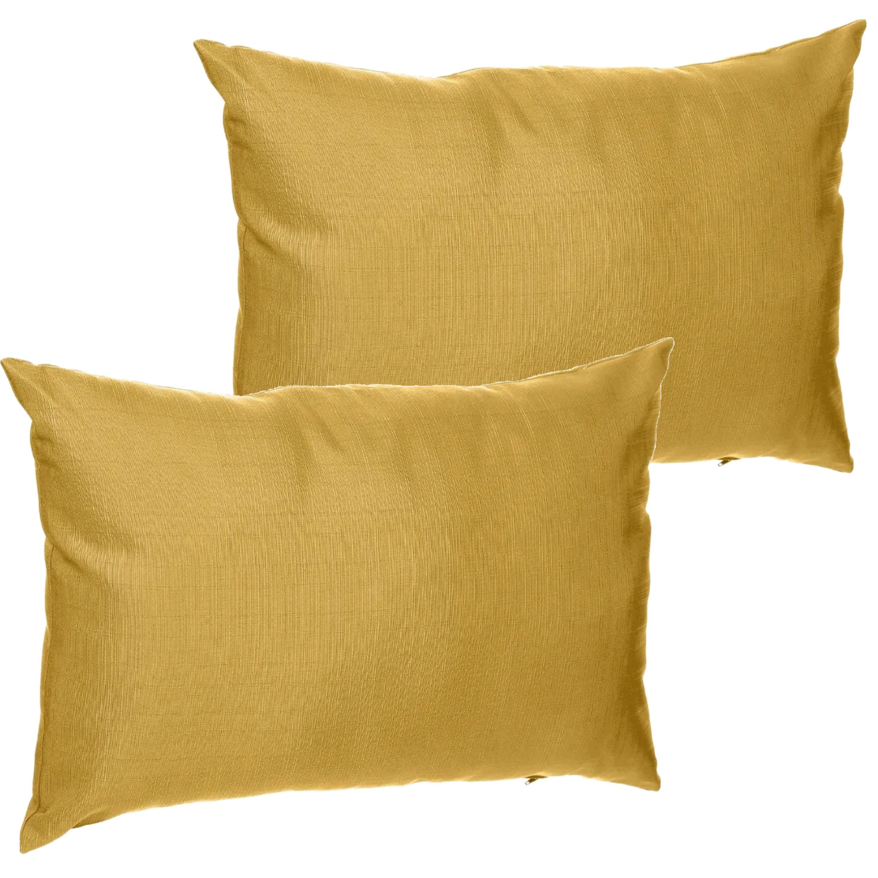 Set van 4x stuks bank-sier-tuin kussens voor binnen en buiten in de kleur mosterd geel 30 x 50 x 10
