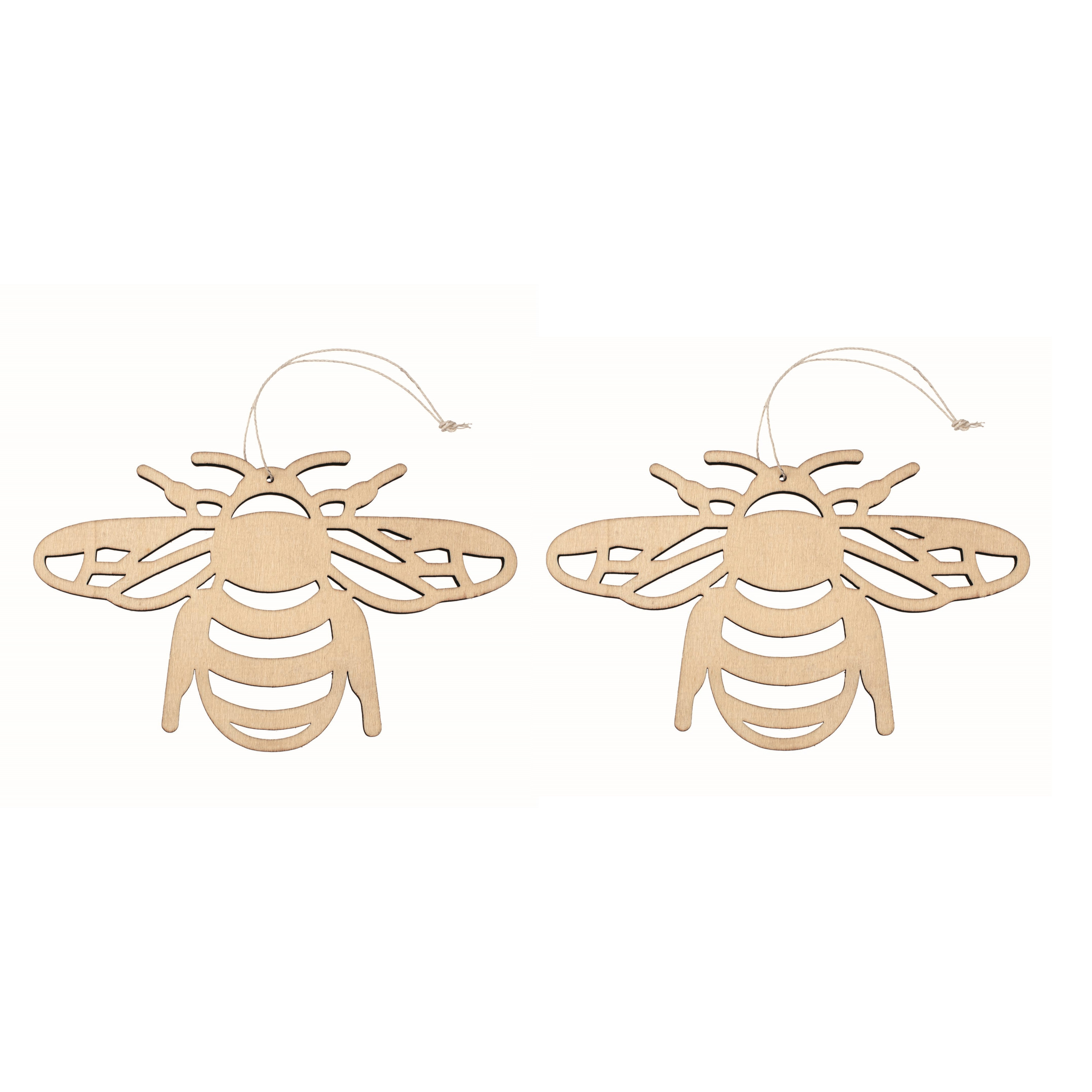 Set van 4x stuks houten dieren decoratie hangers van een honingbij van 12 x 19 cm