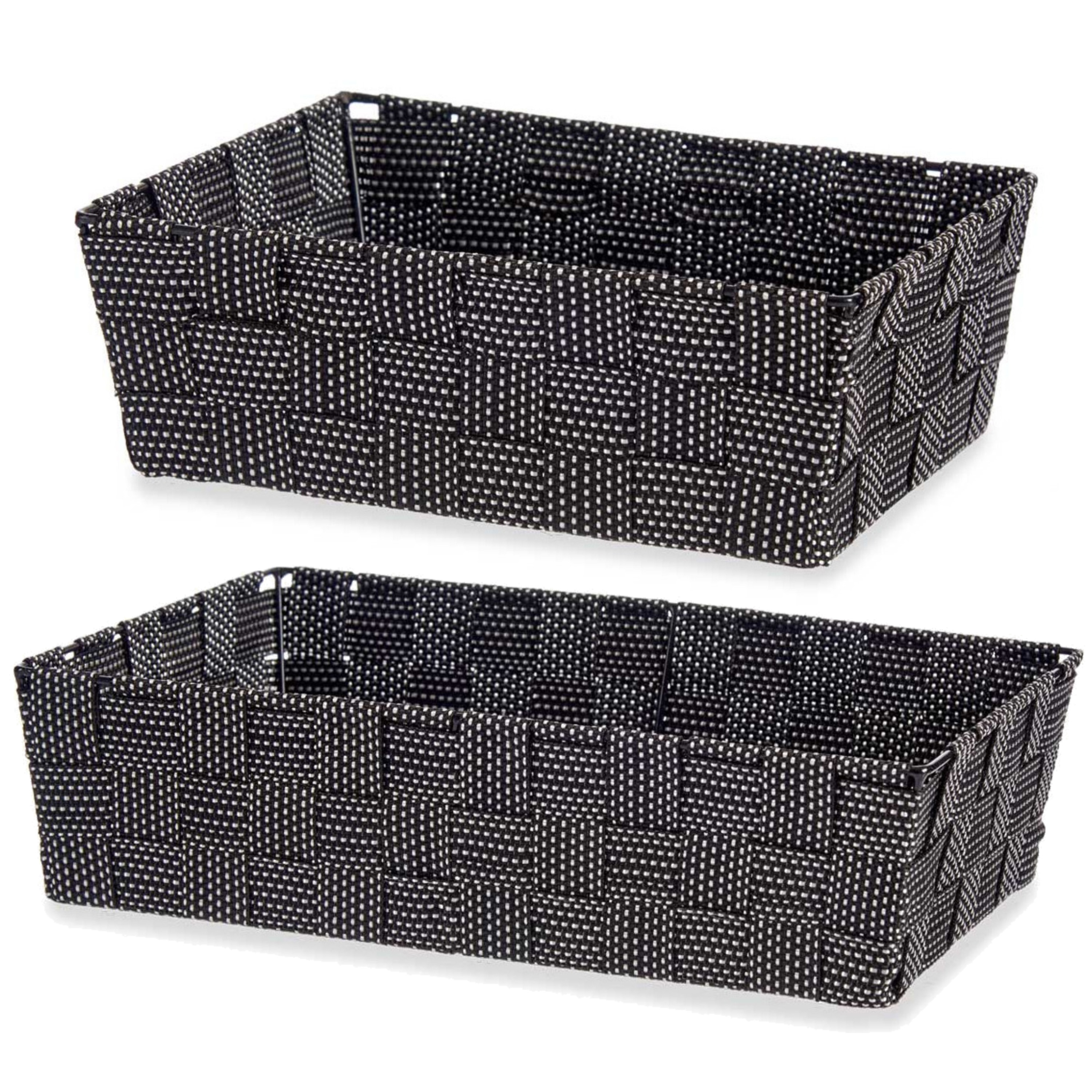 Set van 4x stuks Kast-badkamer opbergmandjes zwart in 2 formaten