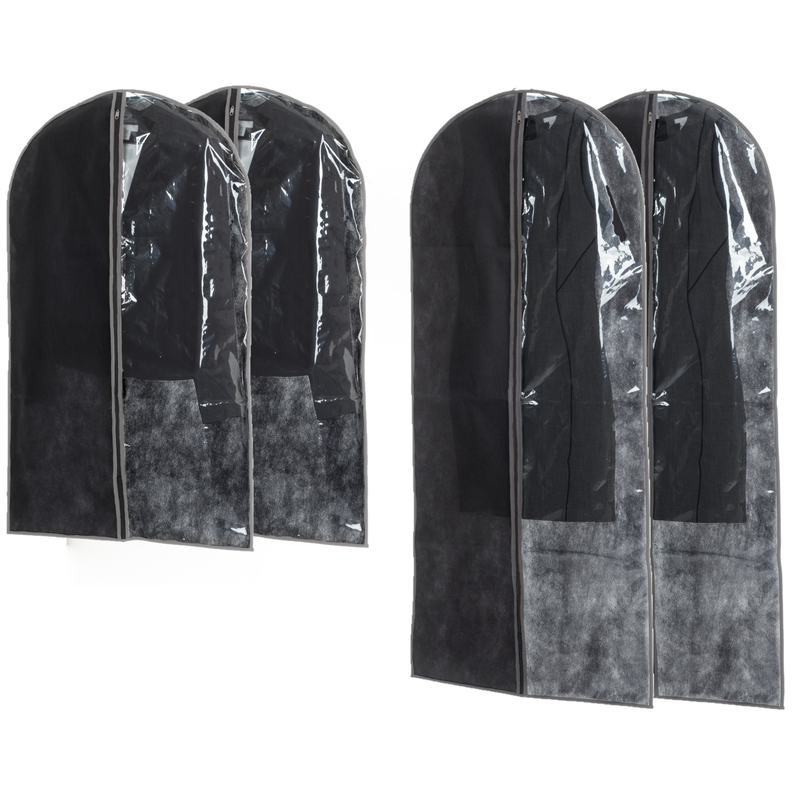 Set van 4x stuks kleding-beschermhoezen pp grijs 135-100 cm